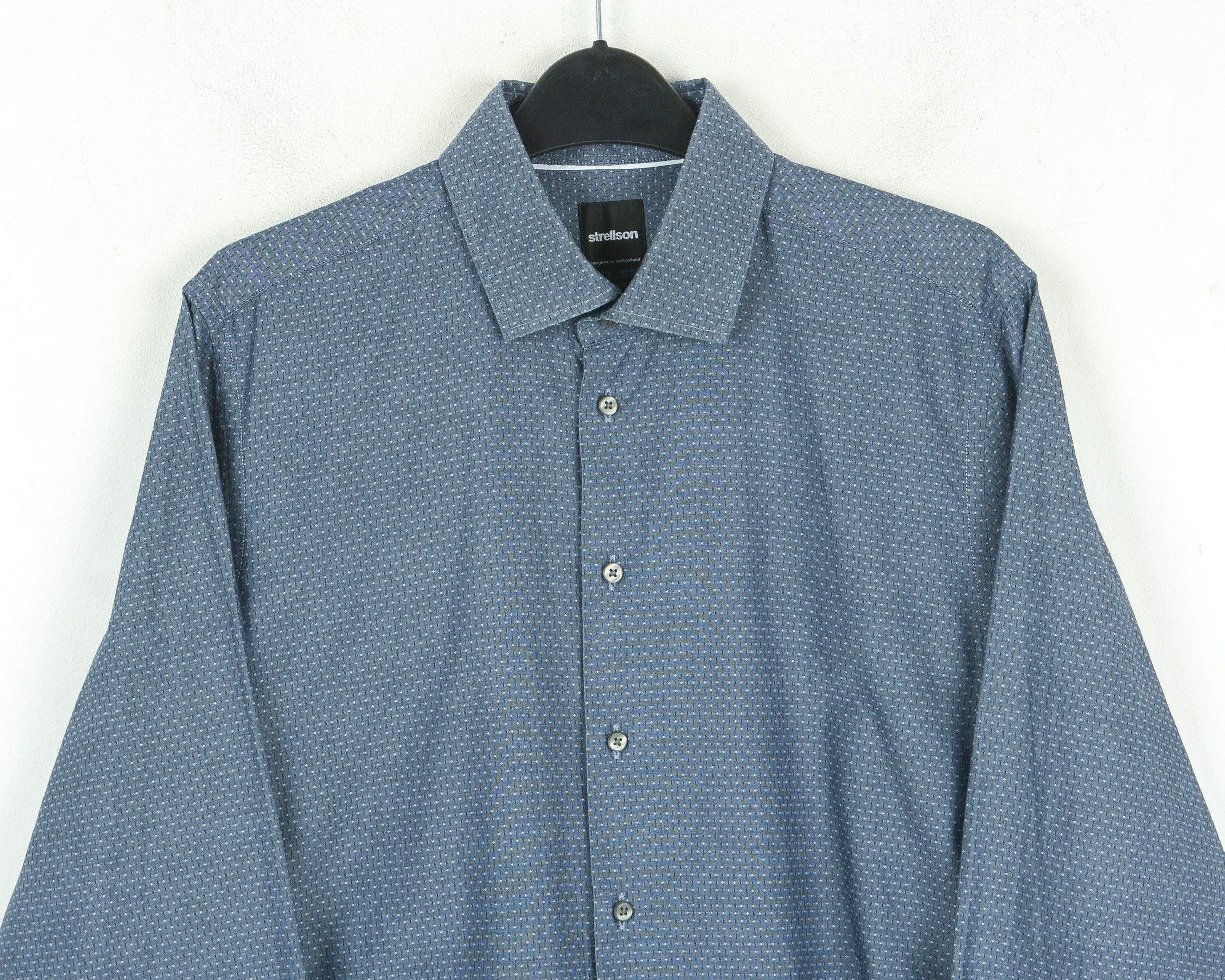 Strellson STRELLSON Slim Fit Shirt 15 3/4" Size 40 Formal Blue Casual Size 40S - 6 Thumbnail
