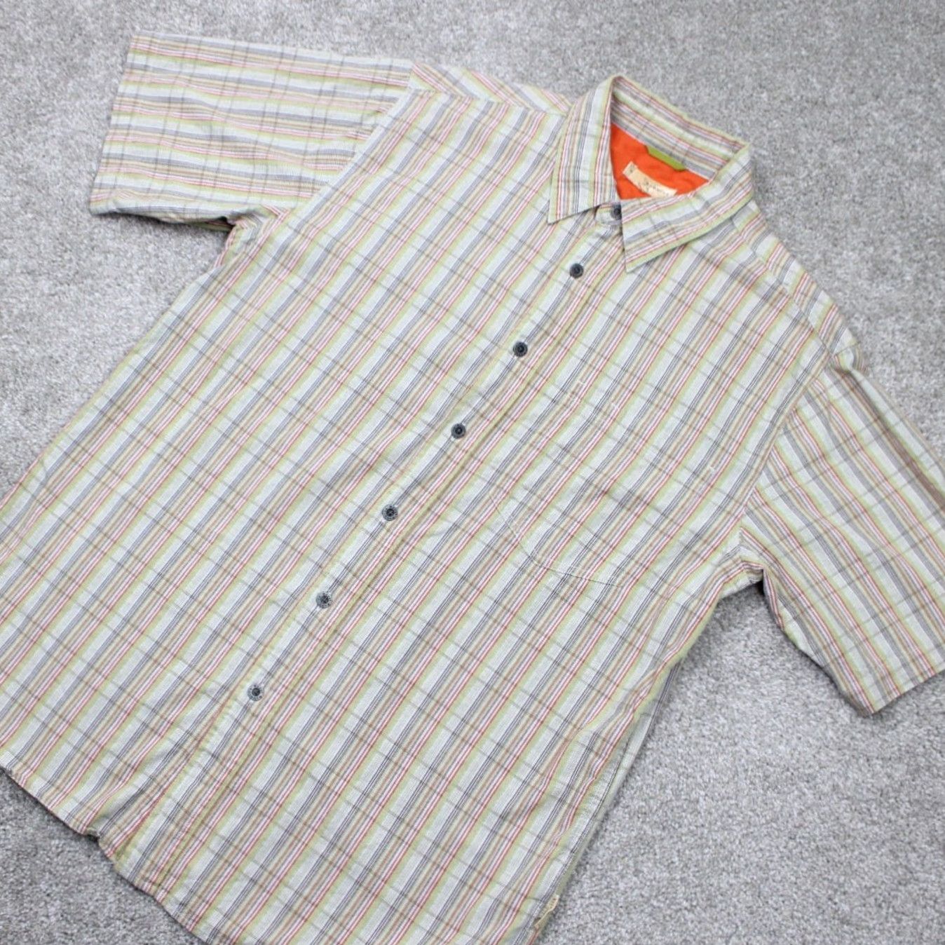 Royal Robbins Royal Robbins Shirt Mens Large Red/Green/Purple Striped Cotton S/S Button Up Size US L / EU 52-54 / 3 - 4 Thumbnail