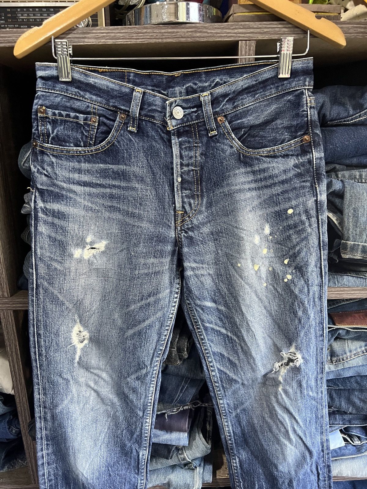Levi's 🔥Levis 501 Button No 359 Distressed Denim Size 29" - 4 Thumbnail