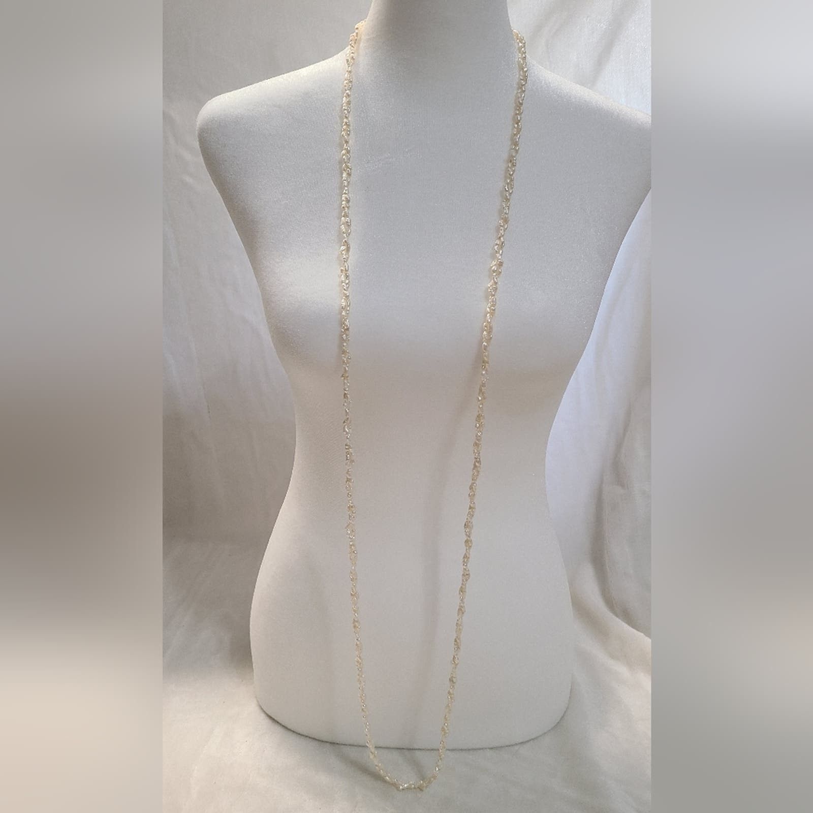 Long Rice Pearl Necklace