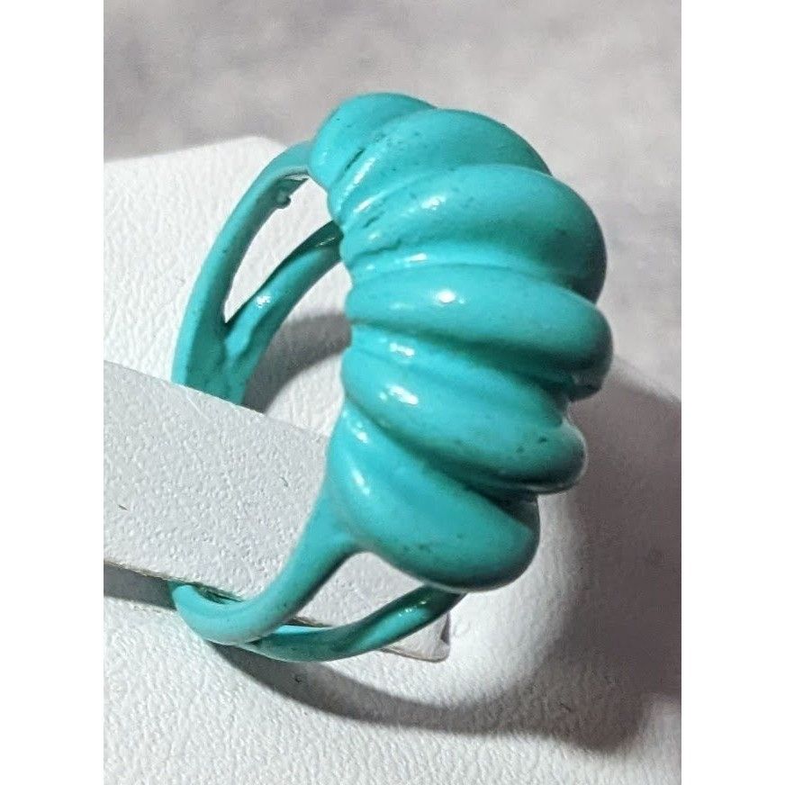 Other Mermaidcore Blue Scalloped Metal Enamel Coated Ring Size 5 Size ONE SIZE - 10 Thumbnail