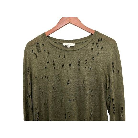 Iro IRO Top Distressed Gray Size Medium Linen Crew Neck Torn Gru Size M / US 6-8 / IT 42-44 - 4 Thumbnail
