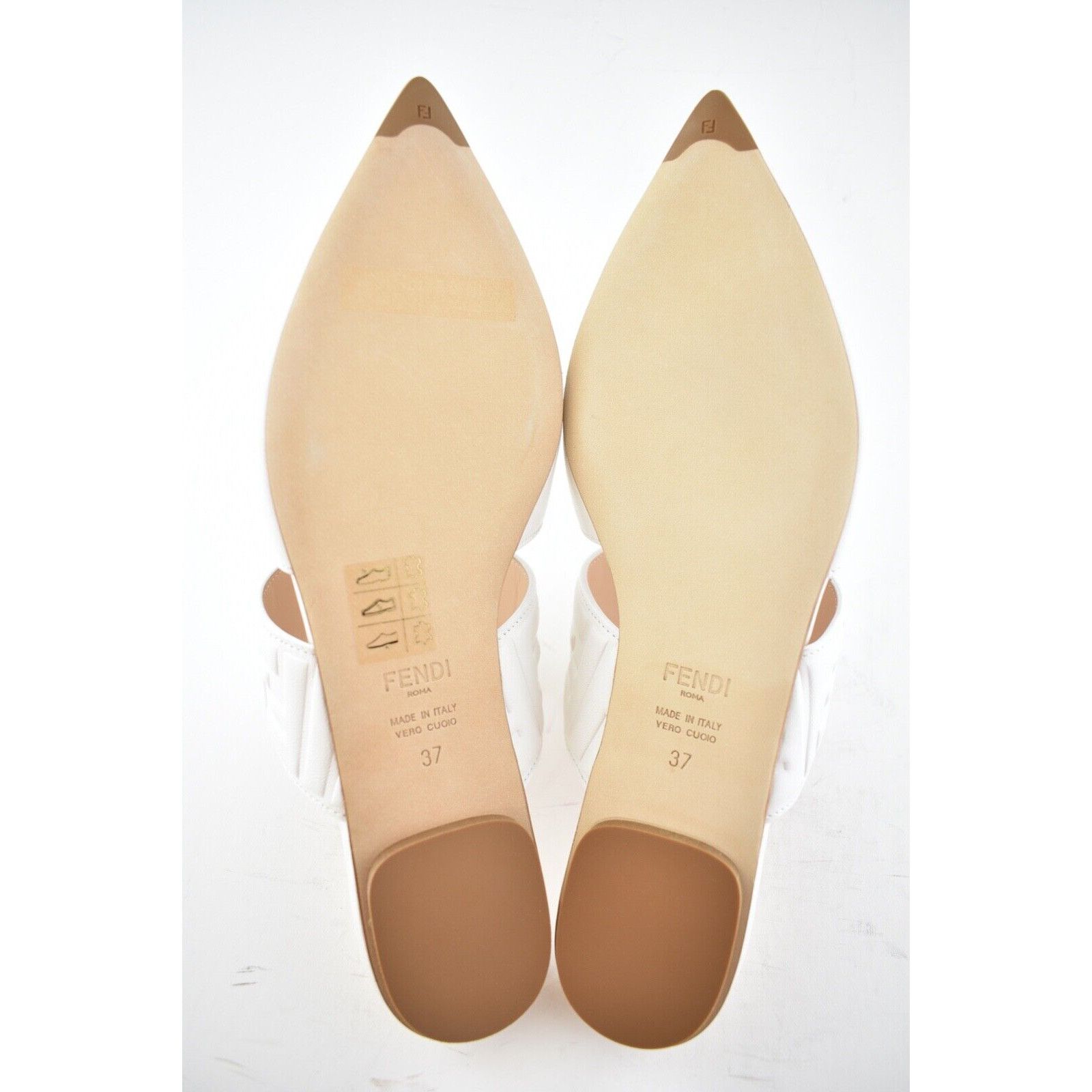 Fendi Fendi Motif FF Logo Snow White Leather Pointed Toe Size US 7 / IT 37 - 12 Thumbnail