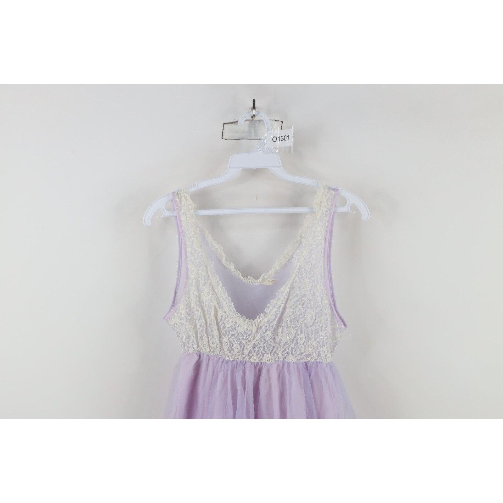 Vintage Vintage 60s 70s Baby Doll Chiffon Lace Flower Night Gown Size M / US 6-8 / IT 42-44 - 2 Thumbnail