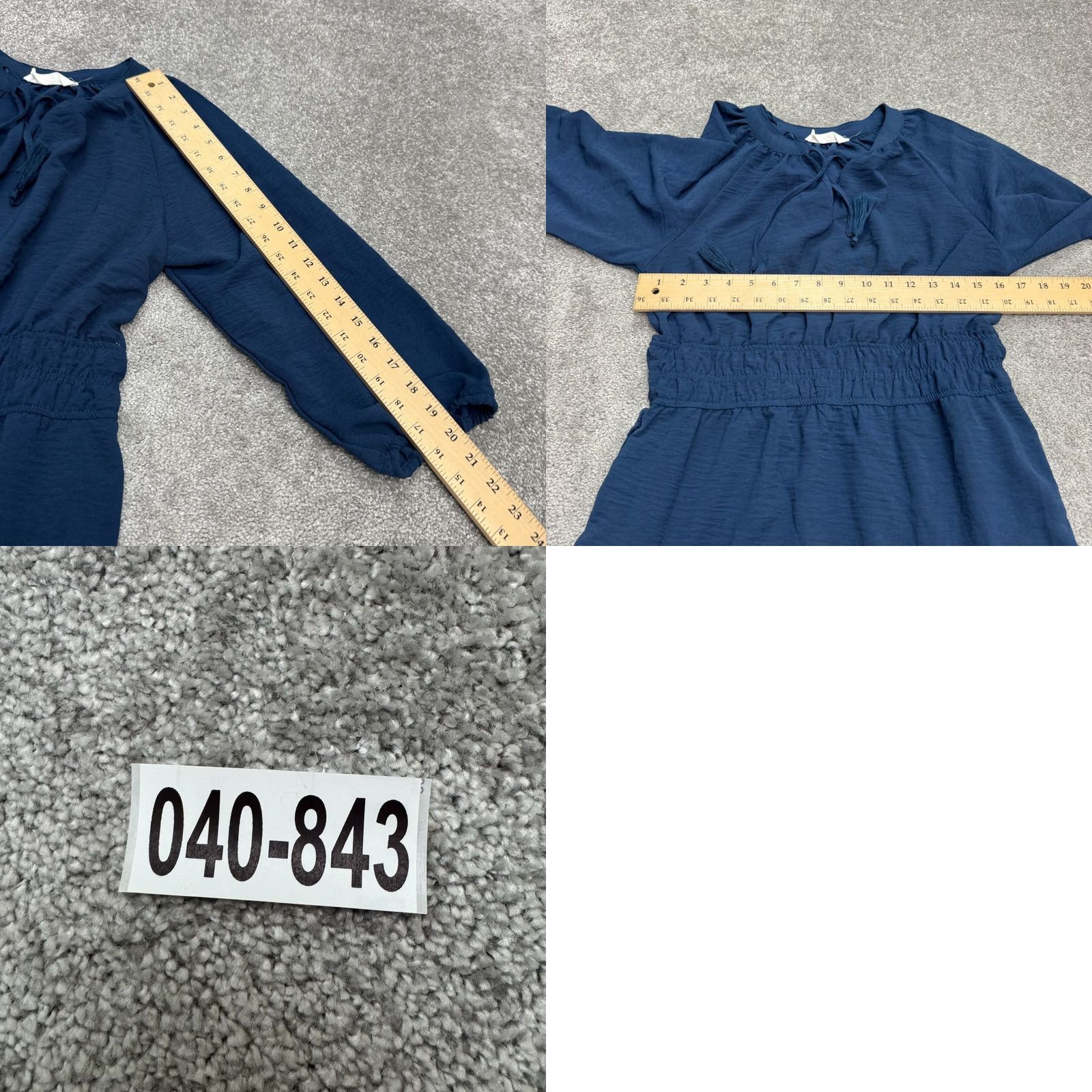Lucky Brand Lucky Brand Boho Midi Dress Womens M Blue - V-Neck Smocked Tasseled Lightweight Rayon Polyester Casual Shirt/Shift Style Solar Bohemian 90s (N/A) Size M / US 6-8 / IT 42-44 - 9 Thumbnail