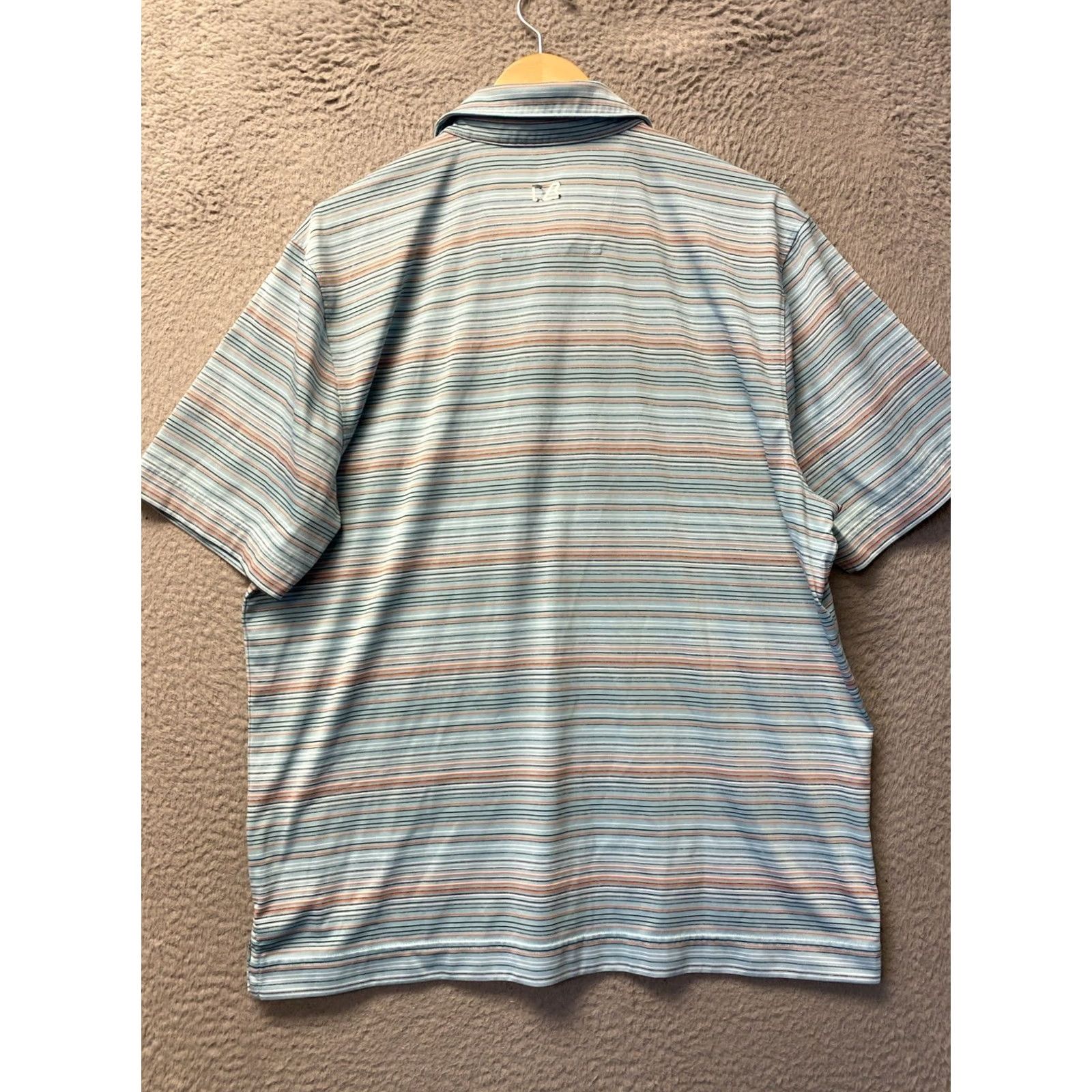 Vintage TPC Summer Comfort Golf Shirt Polo Men’s Blue Pink White Striped Short Sleeve Moisture Wicking Lightweight Stretch Breathable Collared - 0781 Size US L / EU 52-54 / 3 - 7 Thumbnail