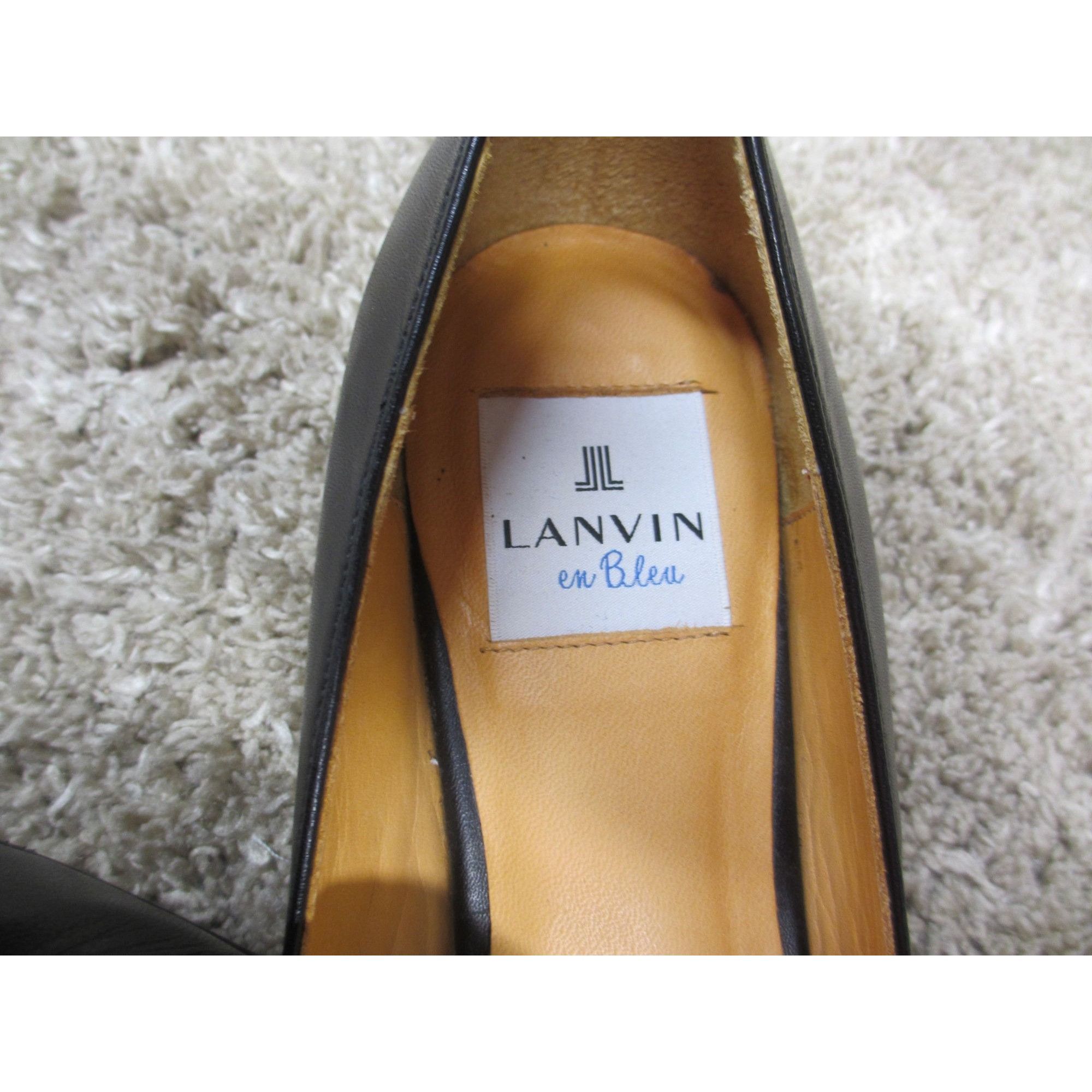 Lanvin LEVIN EN BLEU BLACK LEATHER FLATS SIZE 24 JAPANESE OR 7 U.S. Size US 7 / IT 37 - 3 Thumbnail