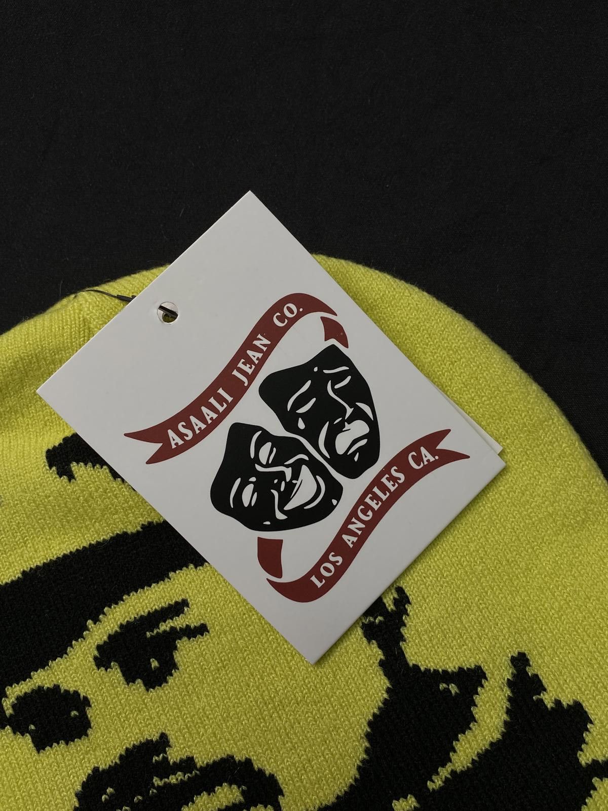 Asaali Rare Asaali Cartel Skully No Cuff Knit Yellow Beanie Hats OS Size ONE SIZE - 7 Thumbnail