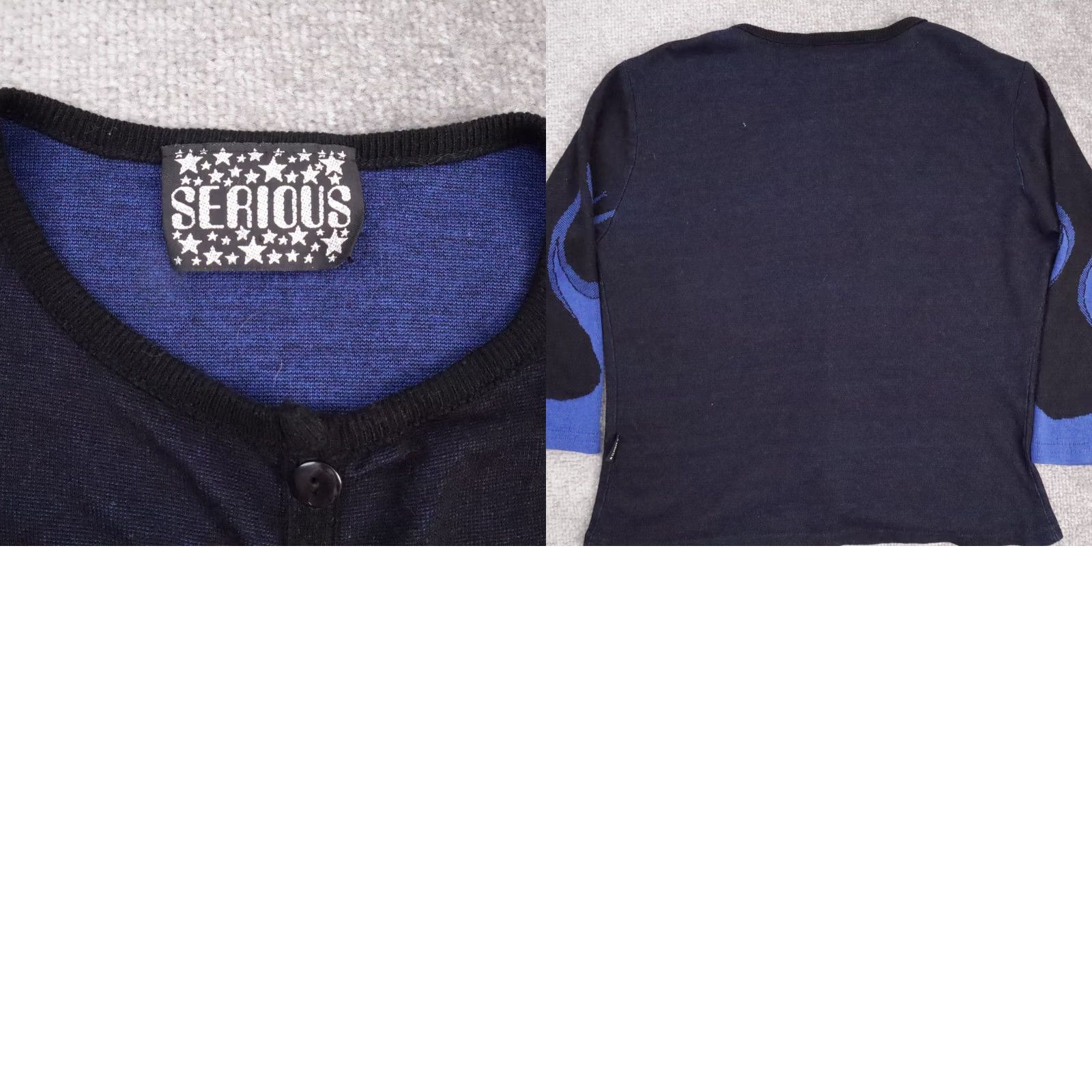 Vintage VINTAGE Y2K Black Blue Flames Cardigan Sweater Small Long Sleeve Button-Up Women Size S / US 4 / IT 40 - 8 Thumbnail