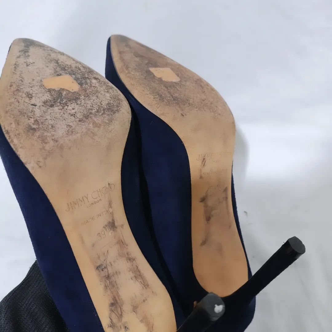 Jimmy Choo Jimmy Choo London Navy Suede Pointed Pumps Size US 9.5 / IT 39.5 - 5 Thumbnail
