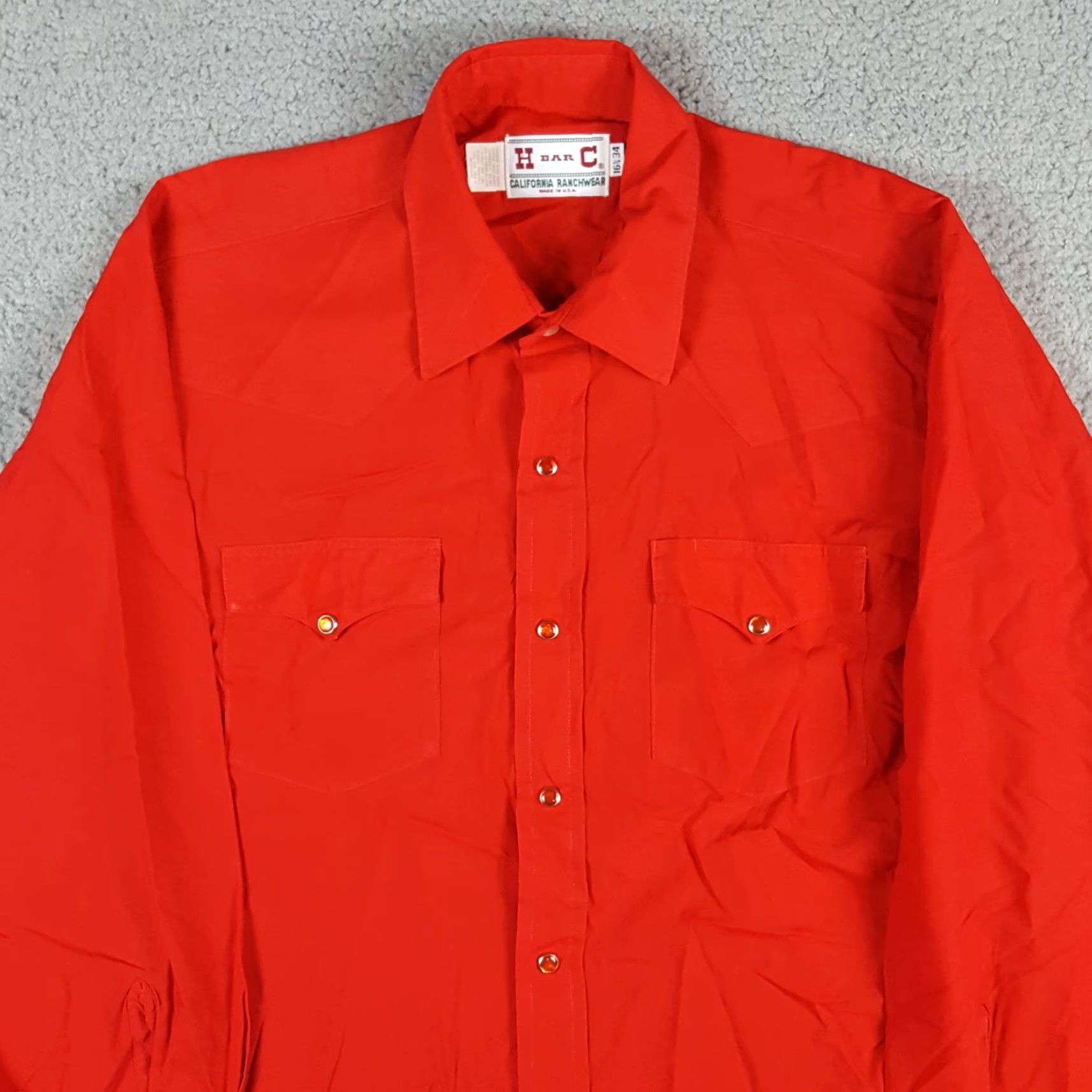 Vintage VINTAGE H Bar C Ranchwear Western Pearl Snap Shirt 70s Rockabilly Size 16 1/2 Red Cotton Polyester Shirt Size US L / EU 52-54 / 3 - 2 Thumbnail
