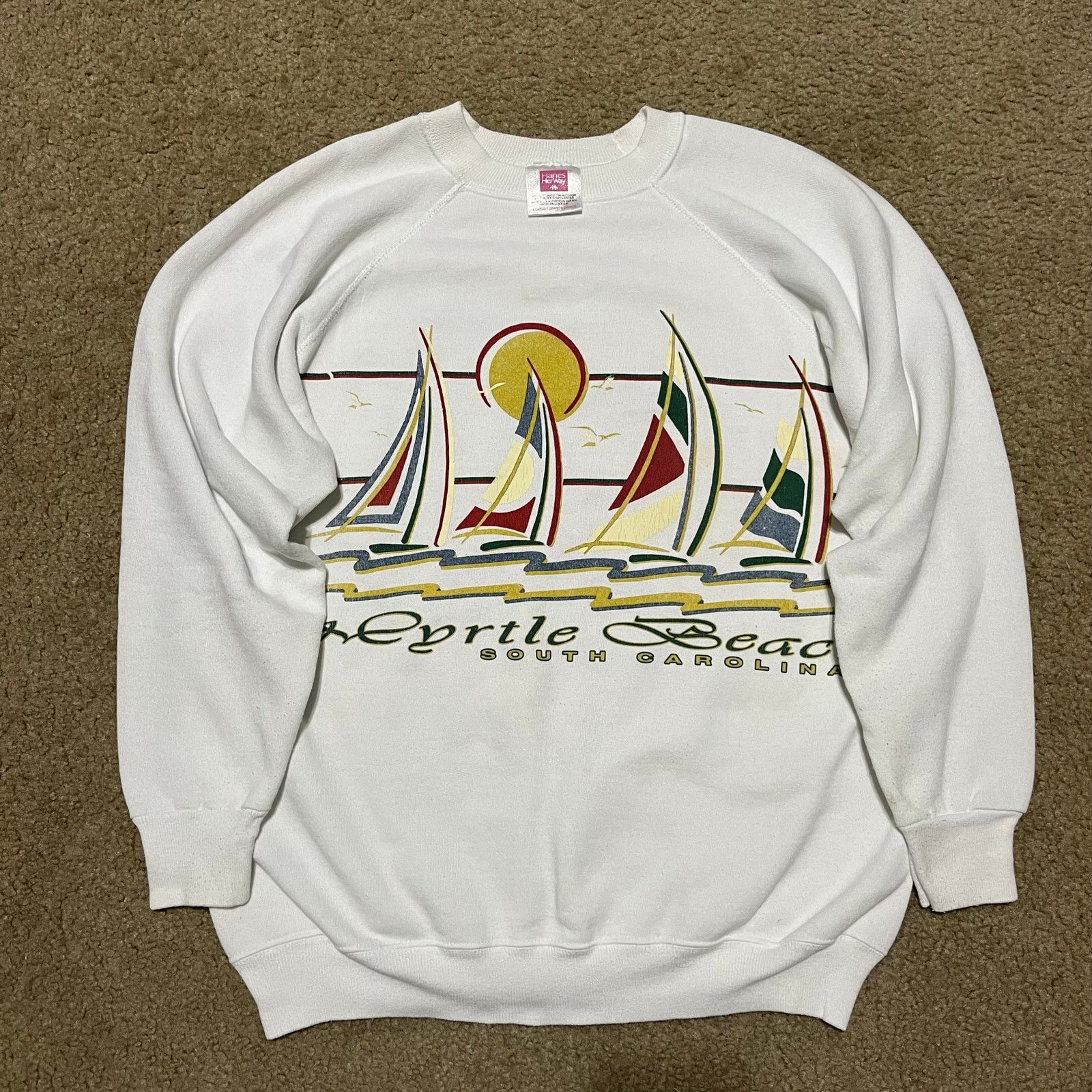 Hanes Vintage 90s Myrtle Beach South Carolina Graphic Crewneck XL Size US XL / EU 56 / 4 - 1 Thumbnail