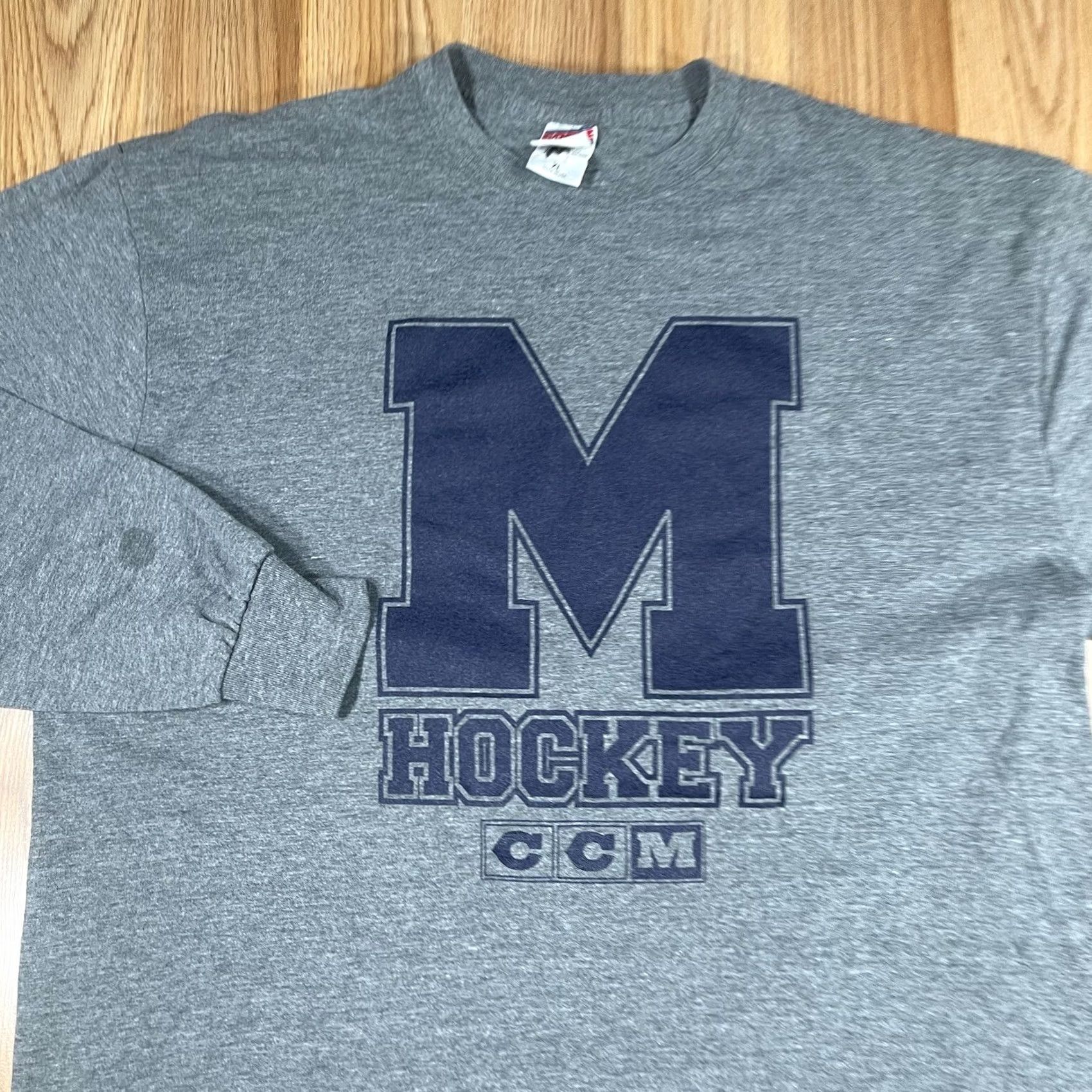 Soffe VTG Soffe T-Shirt Mens XL Gray Long Sleeve Cotton Polyester CrewNeck M Hockey CCM Size US XL / EU 56 / 4 - 2 Thumbnail