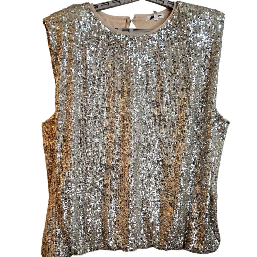 Other ilver Sequin Top – Women’s 1X with Shoulder Pads Size XL / US 12-14 / IT 48-50 - 1 Thumbnail