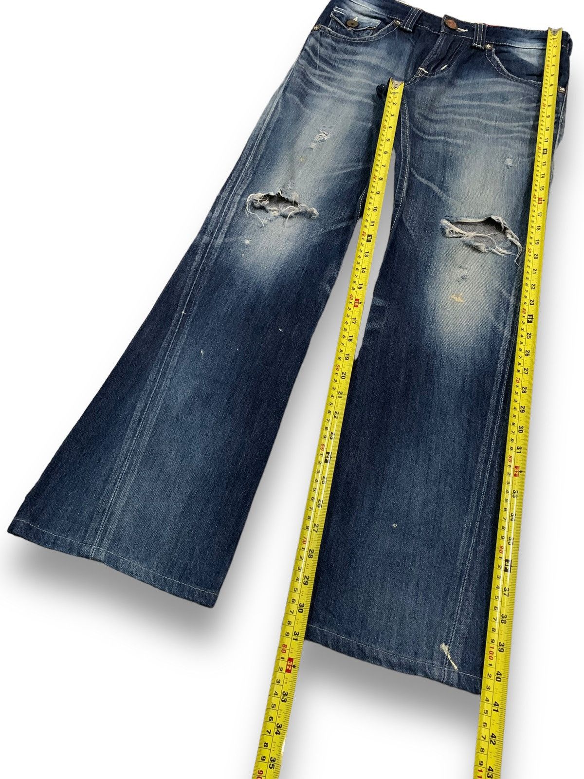 Edwin Vintage Edwin Blue Trip Flare Bootcut Distressed Jeans Size US 31 - 13 Thumbnail