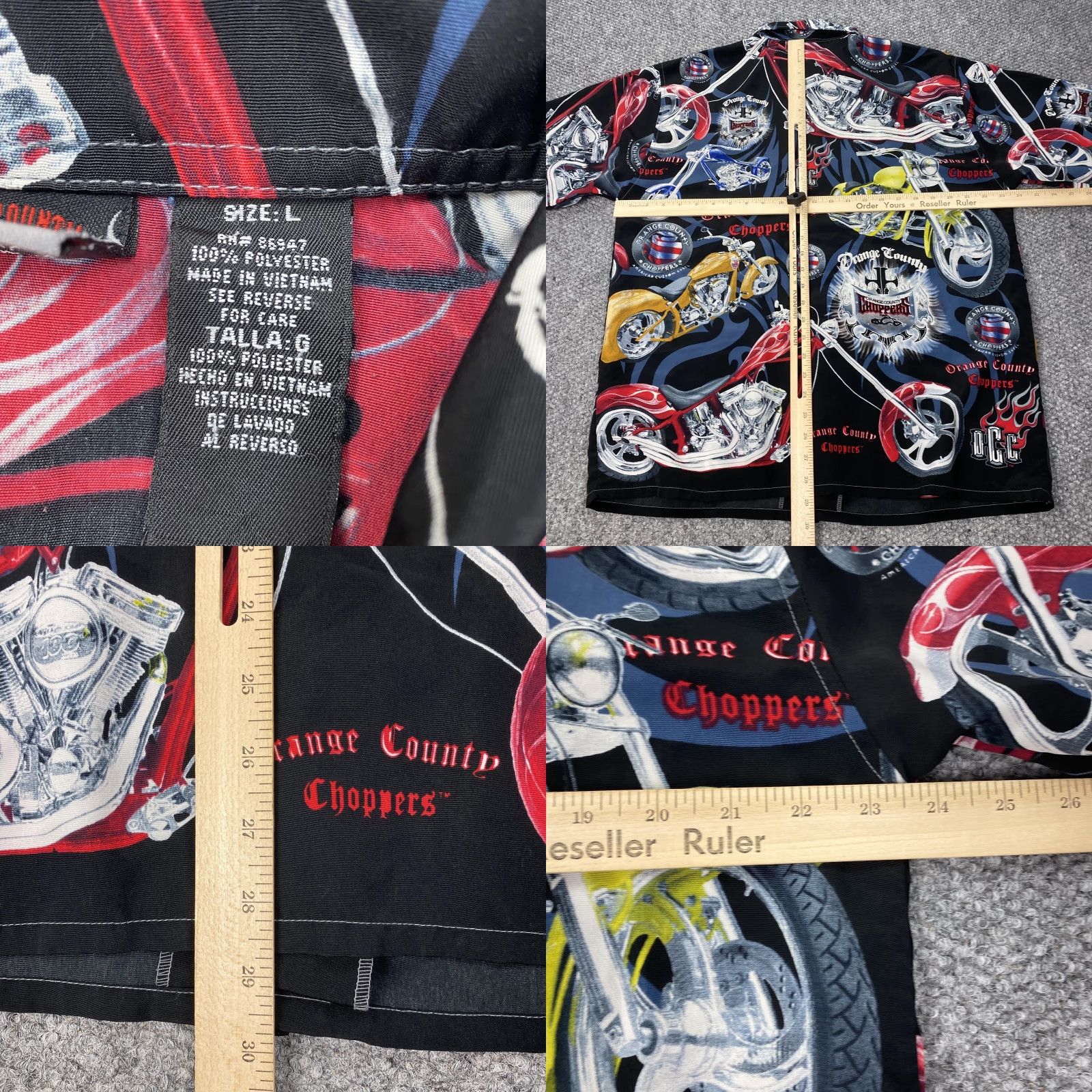 ALOHAS VINTAGE Orange County Choppers Shirt Mens Large Black Aloha Motorcycle 00s Size US L / EU 52-54 / 3 - 8 Thumbnail