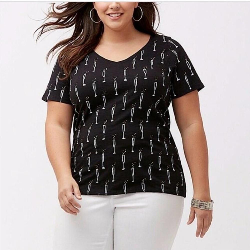 Designer Lane Bryant l NWT Red Champagne Flute Tee 26/28/4X Size M / US 6-8 / IT 42-44 - 12 Thumbnail