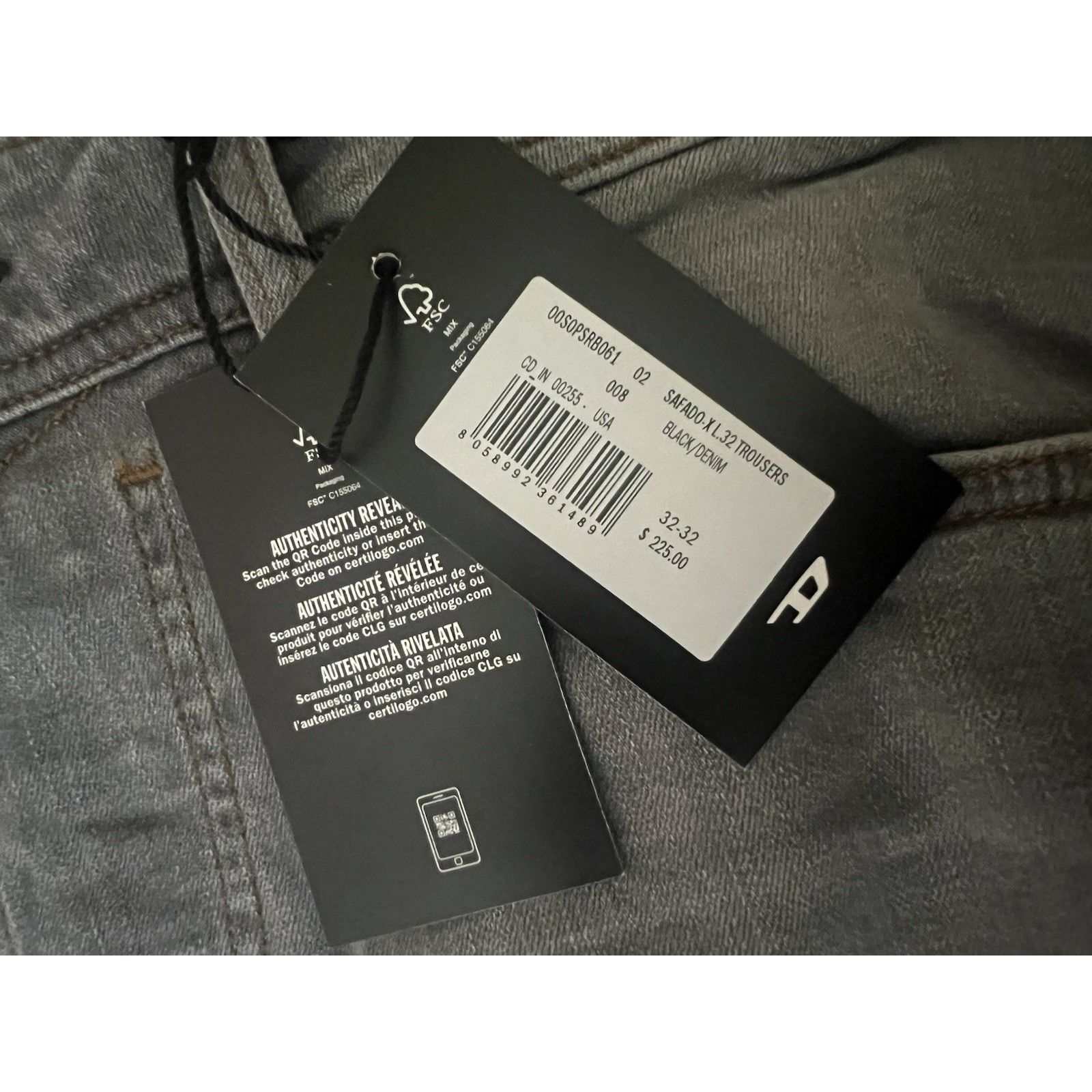 Diesel Diesel Mens Safado Straight Jeans RB061 Grey Size 34/32 Size US 34 / EU 50 - 7 Thumbnail