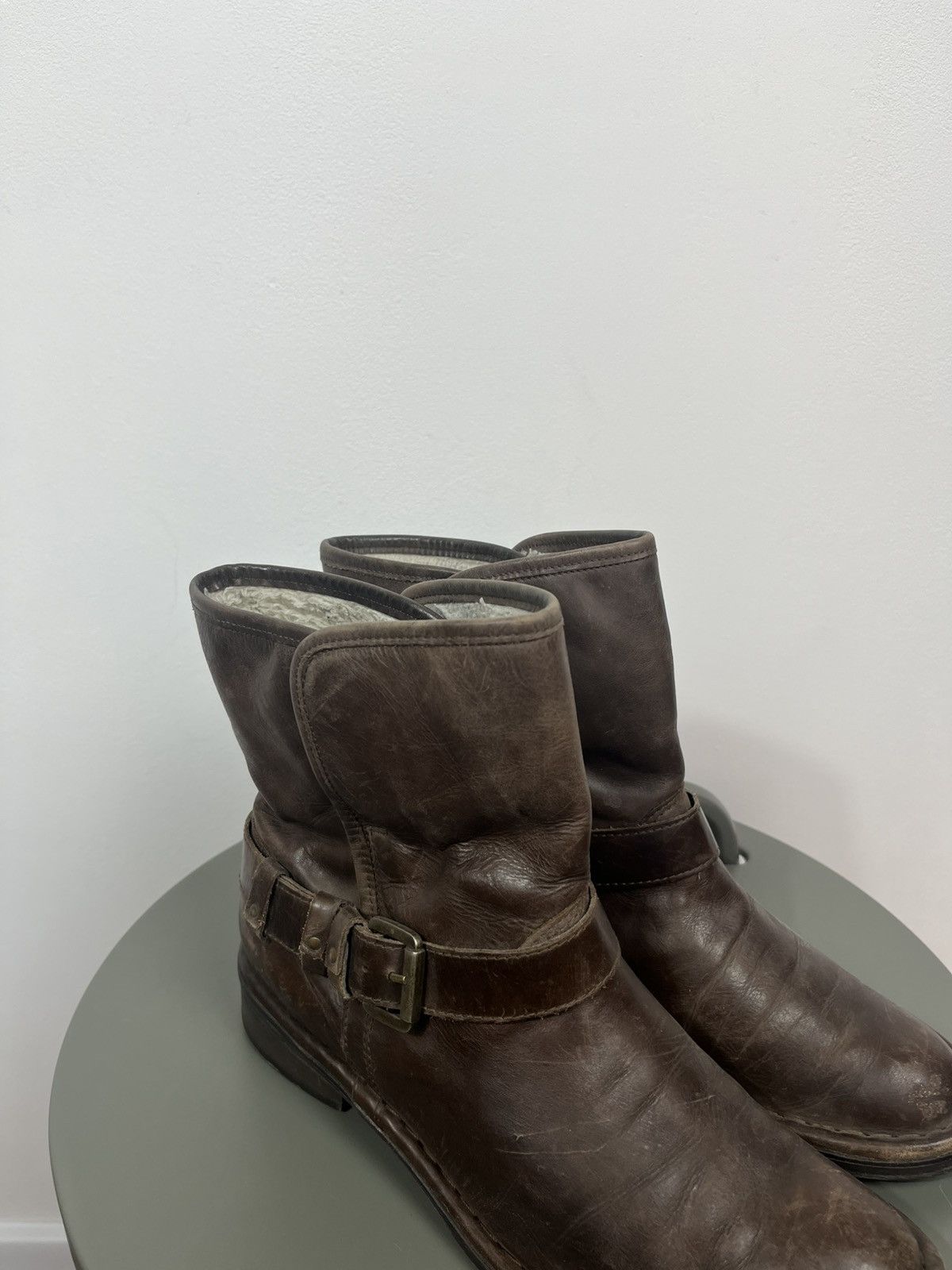Other Men’s Brown Leather Biker Ankle Boots Buckle EU 41.5 Size US 8.5 / EU 41-42 - 2 Thumbnail