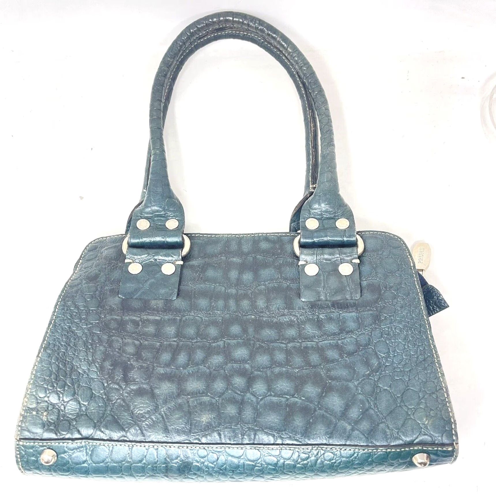 Vintage Prune Designer Leather Satchel Handbag Medium Blue Elegant Womens Size ONE SIZE - 2 Thumbnail