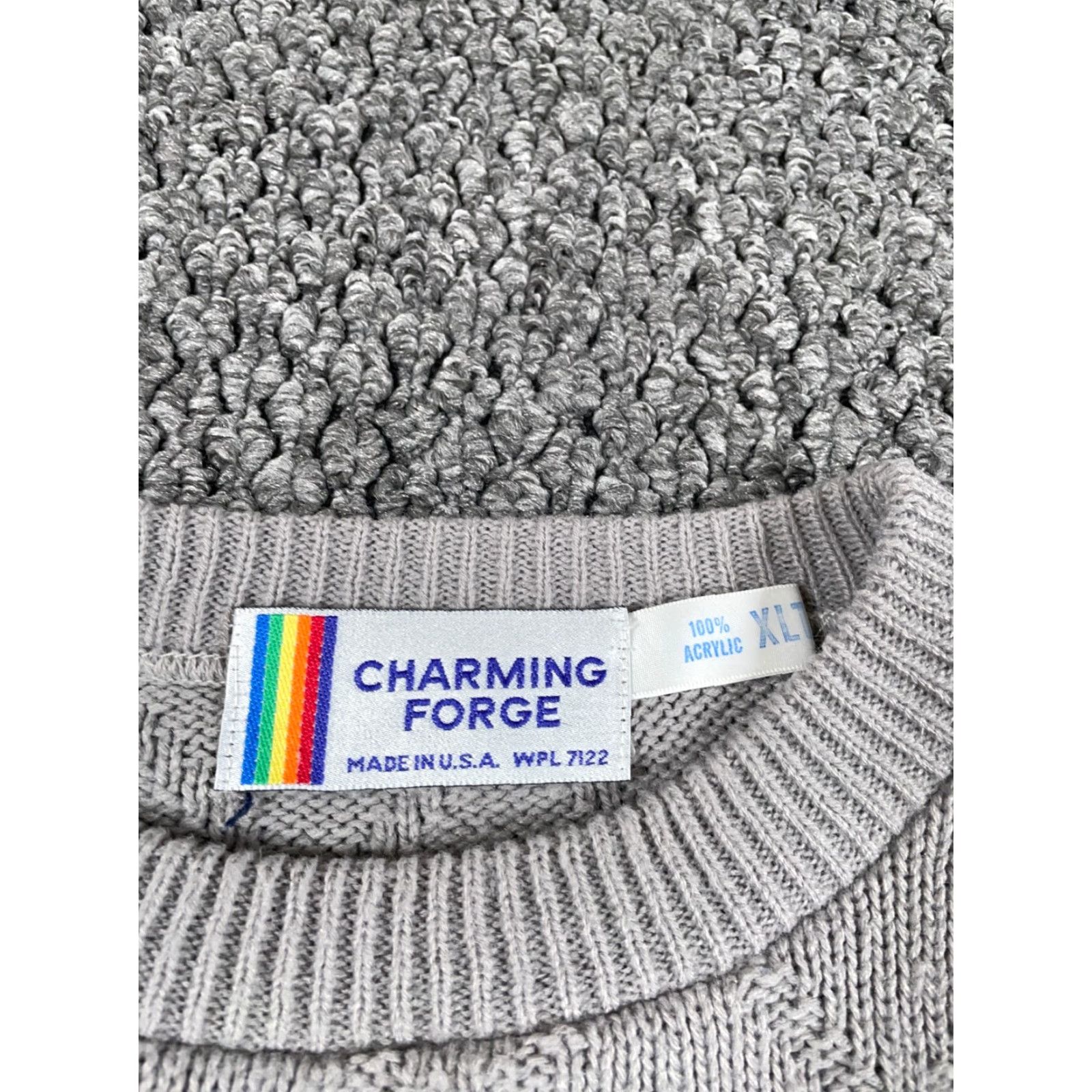 Vintage VTG 90s Textured Diamond Pattern Crewneck Sweater Adult XL Tall Gray Size US XL / EU 56 / 4 - 3 Thumbnail