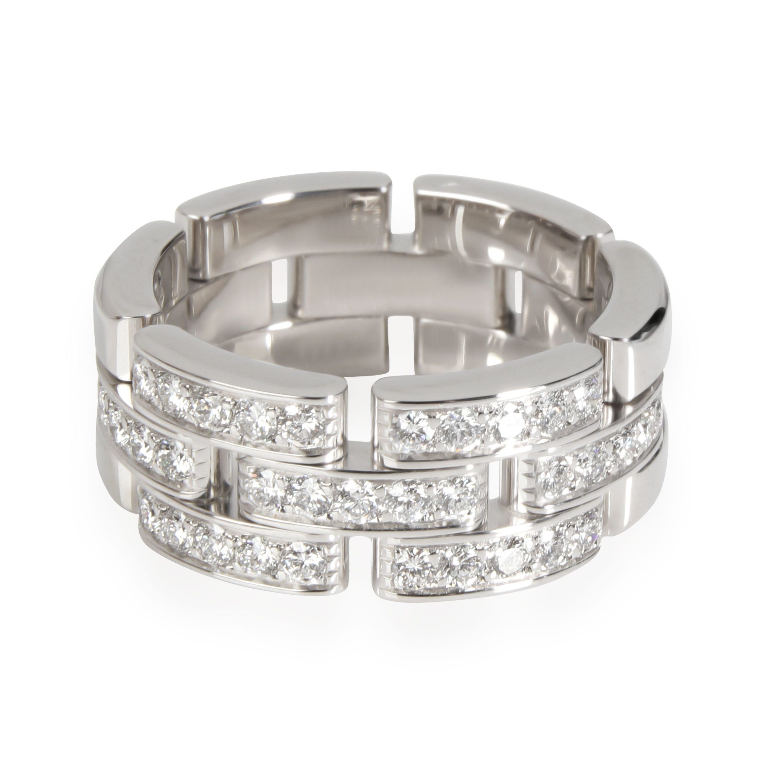 image of Cartier Panthere Diamond Band In 18K White Gold 0.53 Ctw, Women's