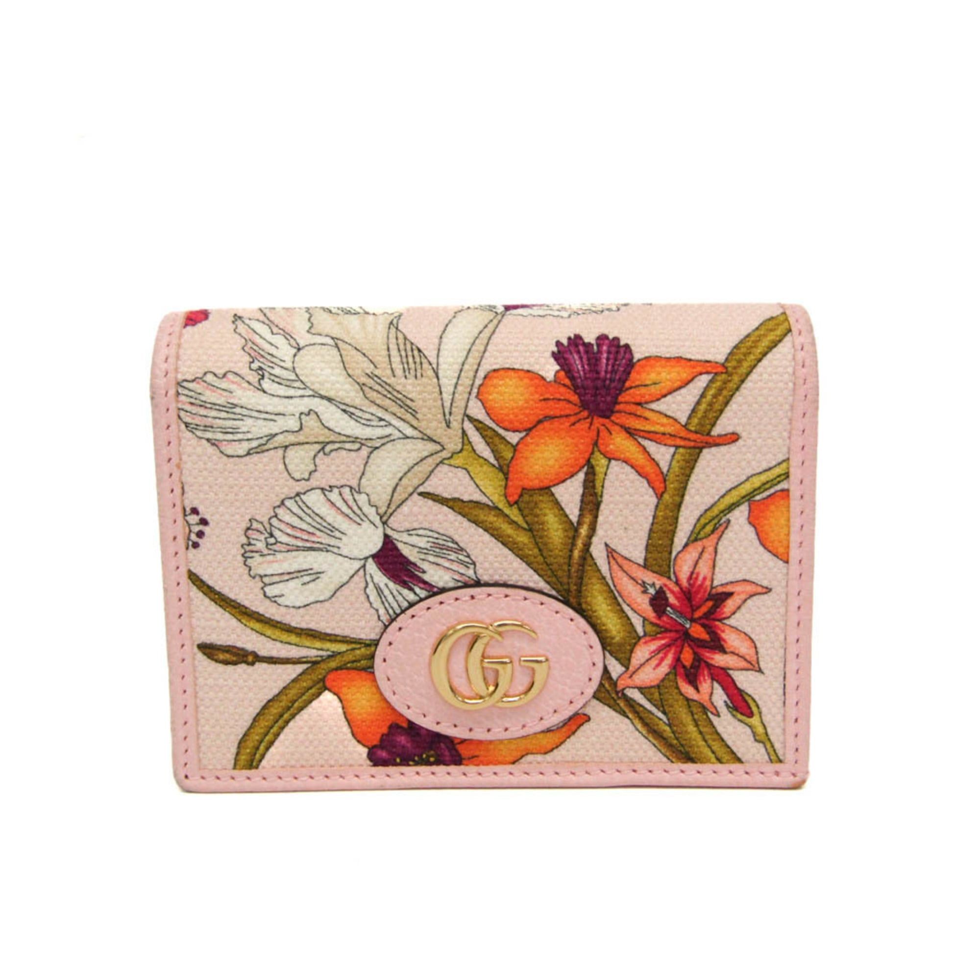 Gucci Gucci Paper Mini Wallet 391446 Women's Leather,Canvas Wallet (tri-fold) Pink Size ONE SIZE - 1 Thumbnail