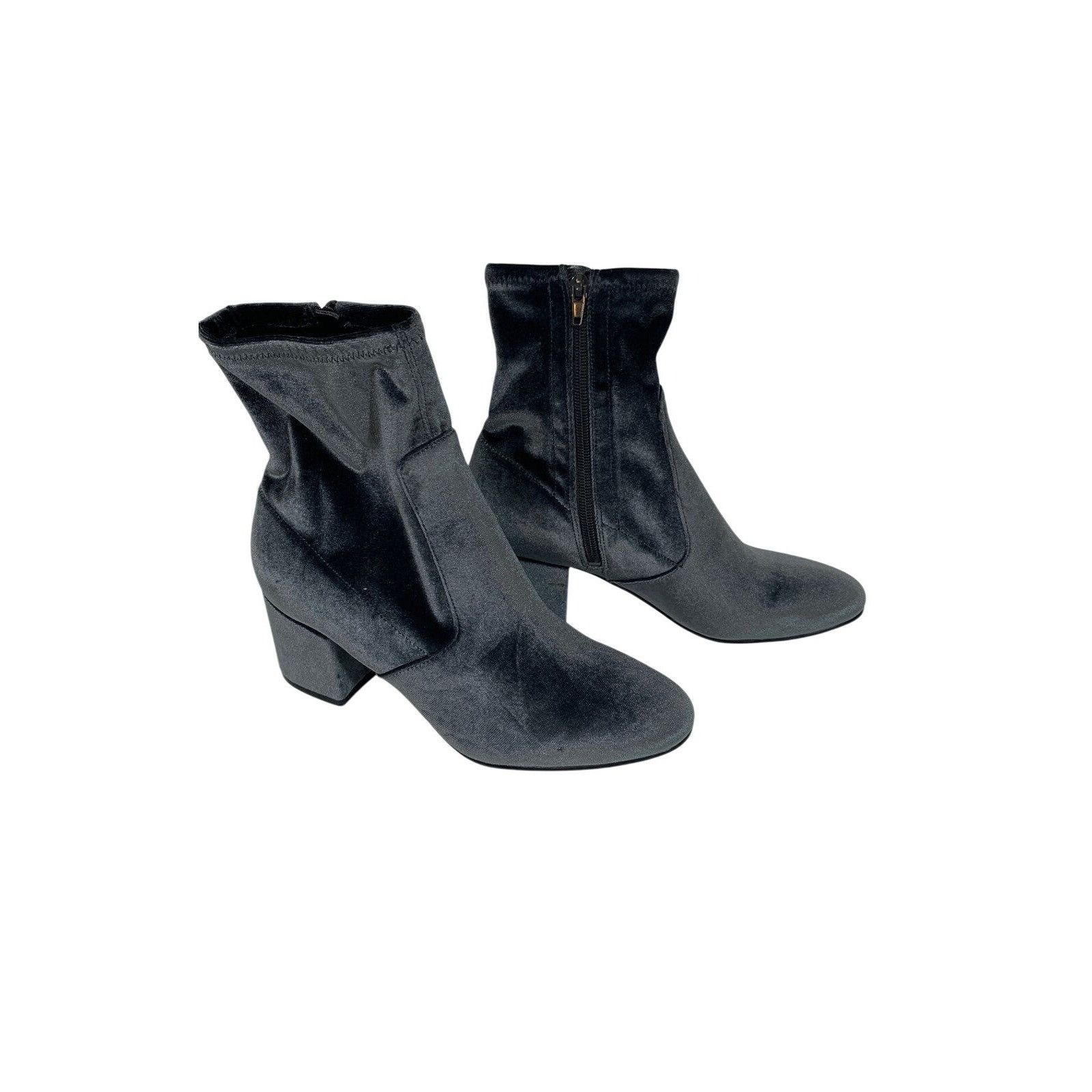 Other Ivanka Trump Velvet Ankle Boots Grey 8.5 2.5” Chunky Heel Si Size US 8.5 / IT 38.5 - 11 Thumbnail