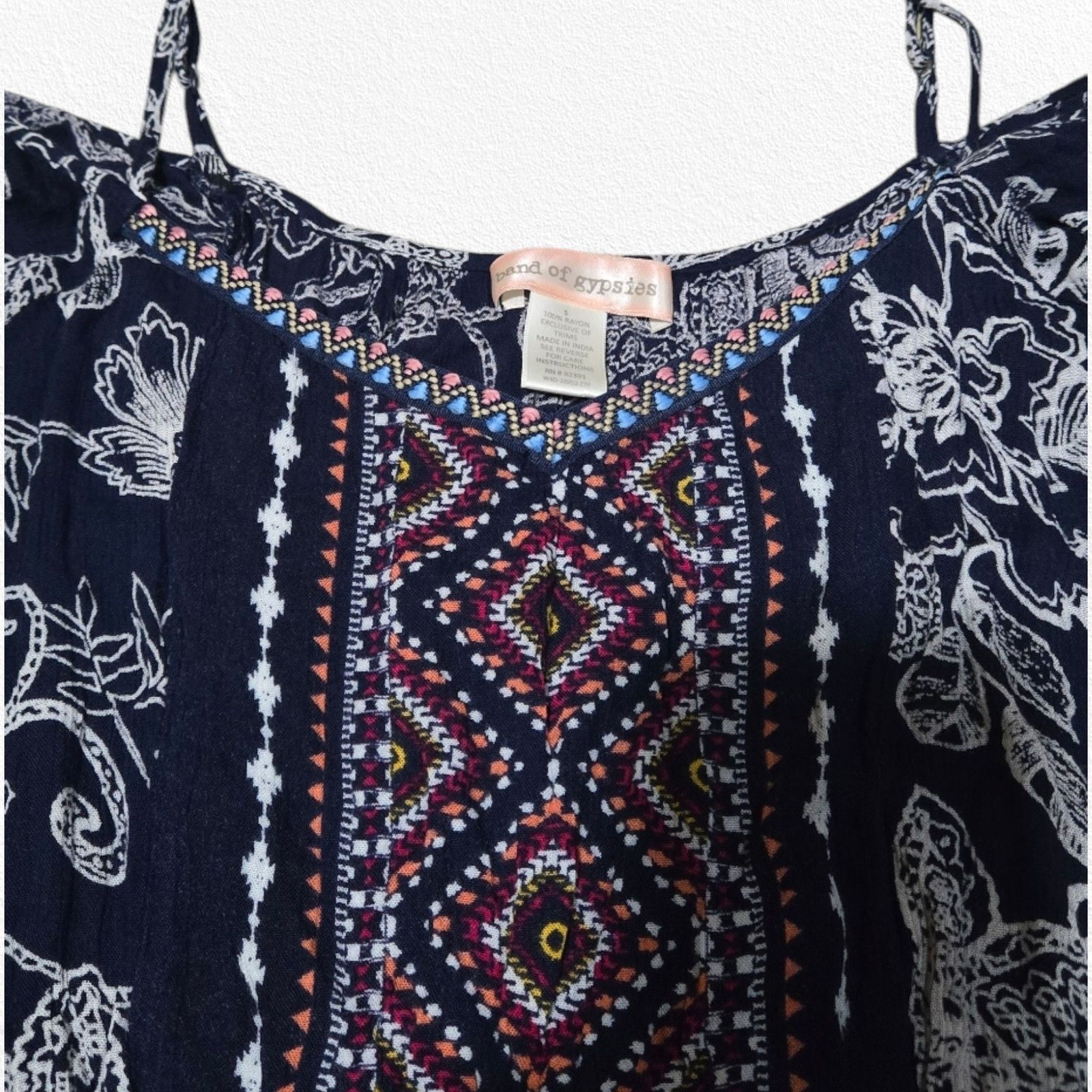 Other Navy Southwestern Boho Mini Dress Size Small Size S / US 4 / IT 40 - 4 Thumbnail