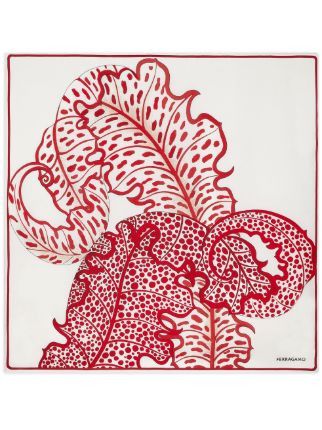 Salvatore Ferragamo Ferragamo Foliage Print Silk Scarf Size ONE SIZE - 1 Thumbnail