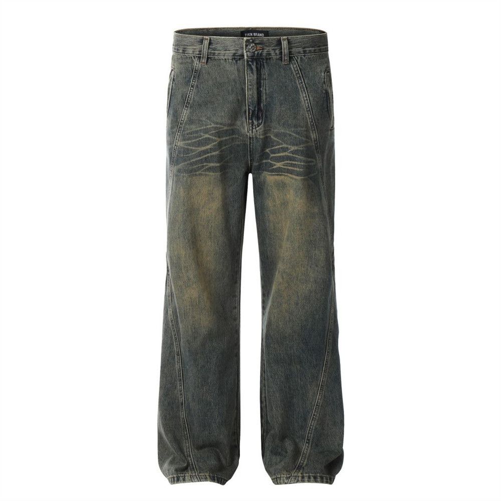 Vintage Men's punk patchwork washed straight distressed washed jeans Size US 32 / EU 48 - 1 Thumbnail