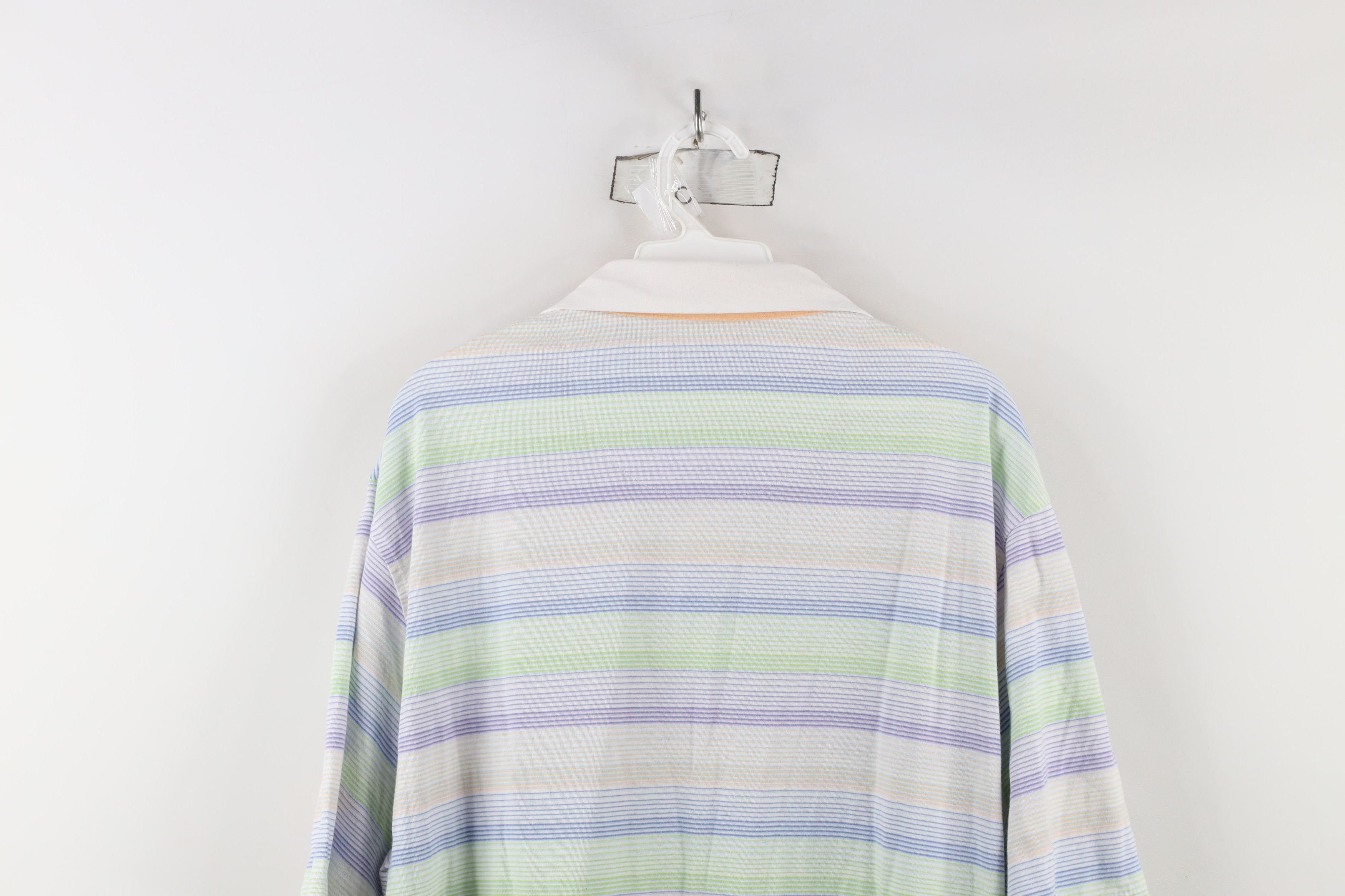 Vintage Vintage 90s Streetwear Pastel Striped Collard Golf Polo Size US XXL / EU 58 / 5 - 10 Thumbnail