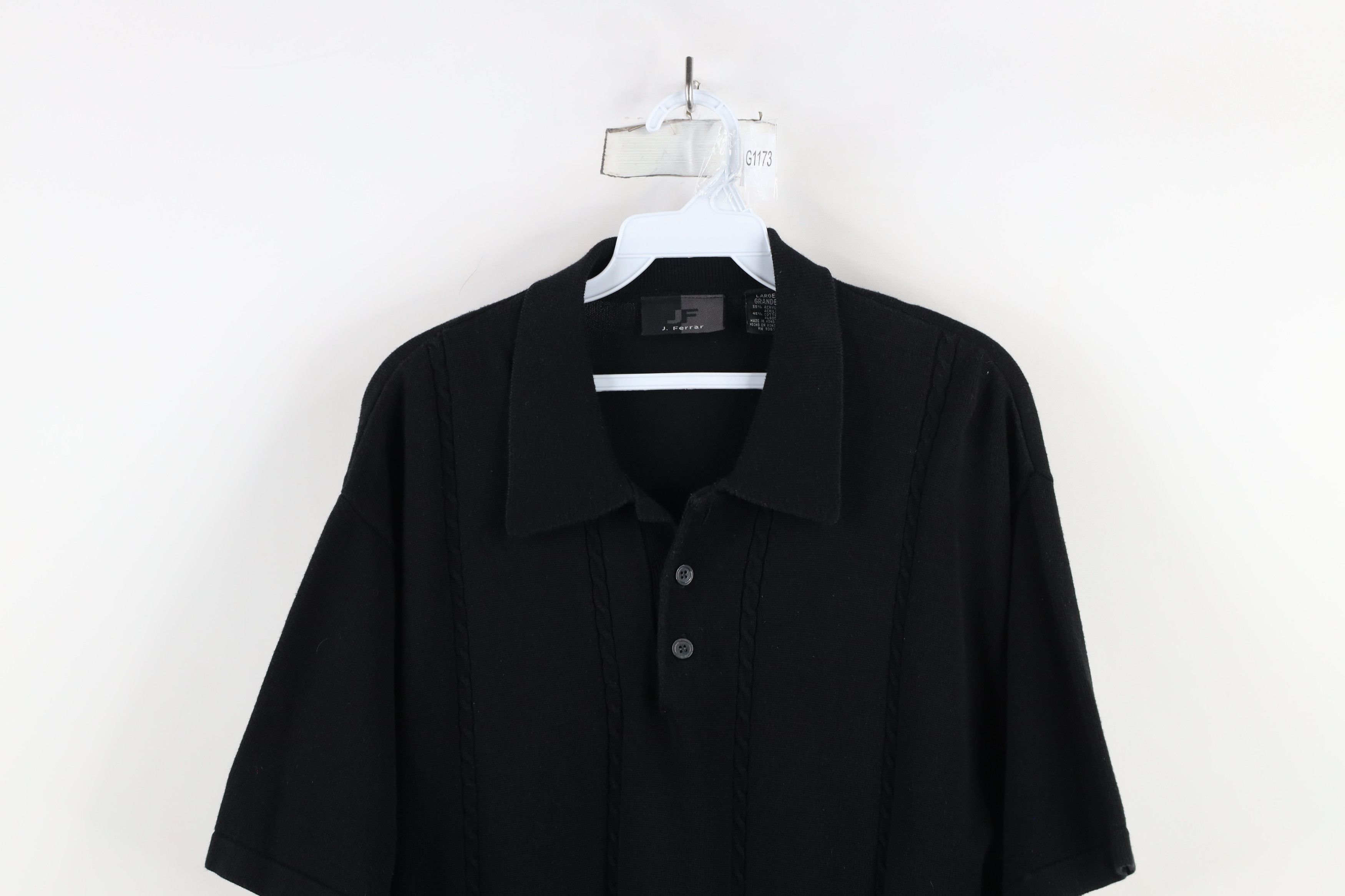 Vintage Vintage 90s Streetwear Cable Knit Collared Polo Shirt Black Size US L / EU 52-54 / 3 - 2 Thumbnail