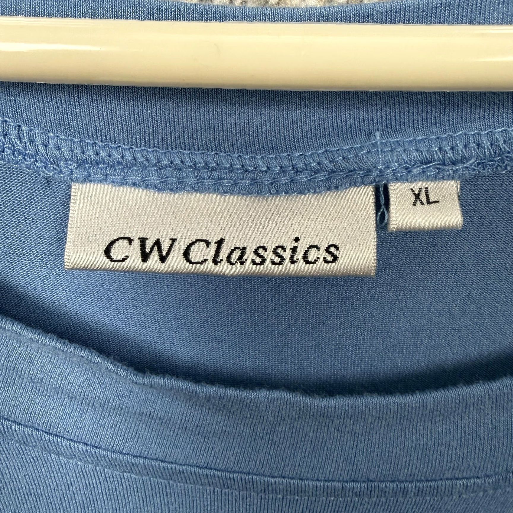 Vintage CW Classics Dress XL Blue Midi Trapeze Swing Jersey Round Neck 3/4 Sleeve Women Casual Lightweight Stretch Size XL / US 12-14 / IT 48-50 - 5 Thumbnail