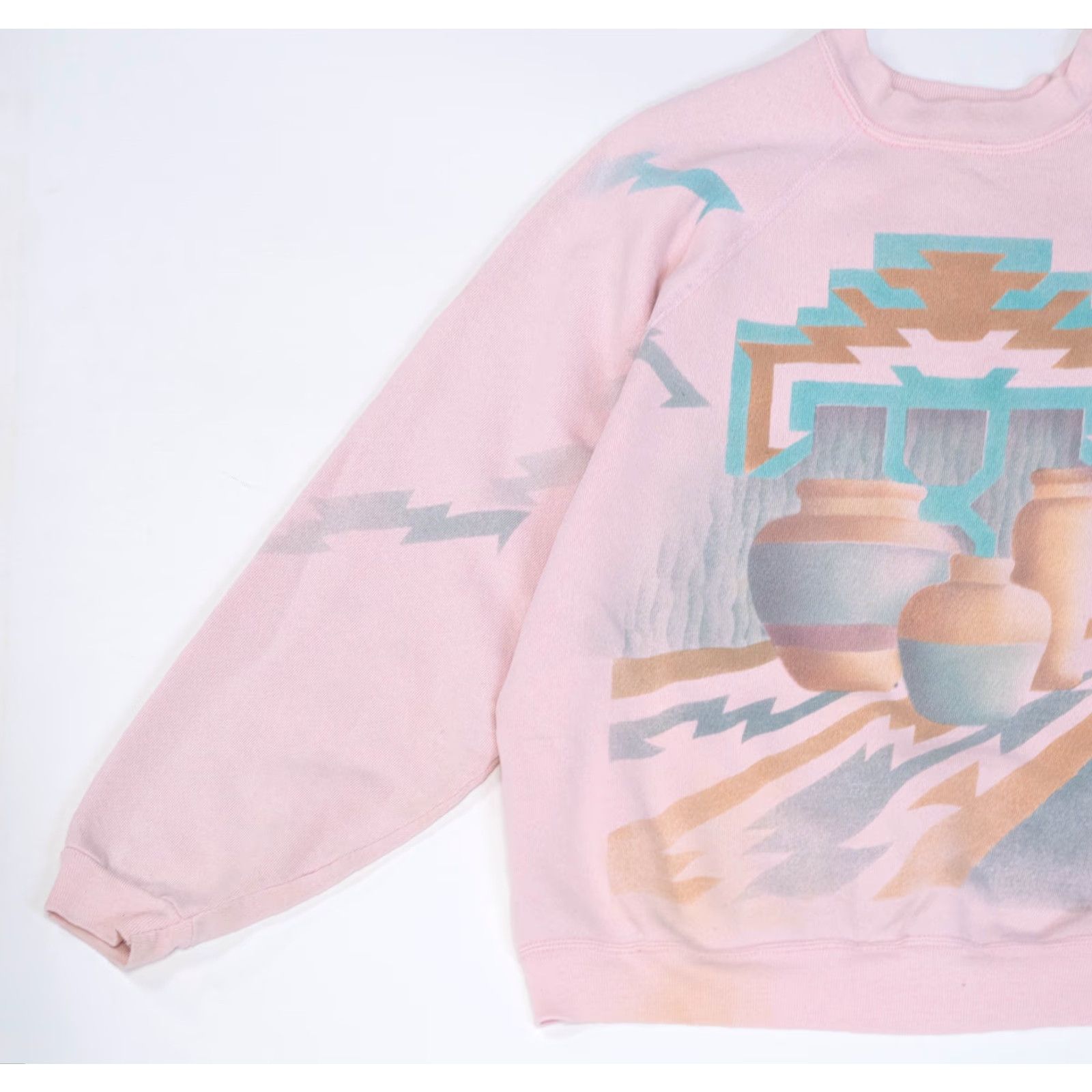 Pinko VINTAGE Sweats Appeal Sweatshirt Women Boxy Geometric Aztec Long Sleeve Purple Green 80s 90s USA USA Womens Ladies Size L Runtime: 1 Size L / US 10 / IT 46 - 6 Thumbnail