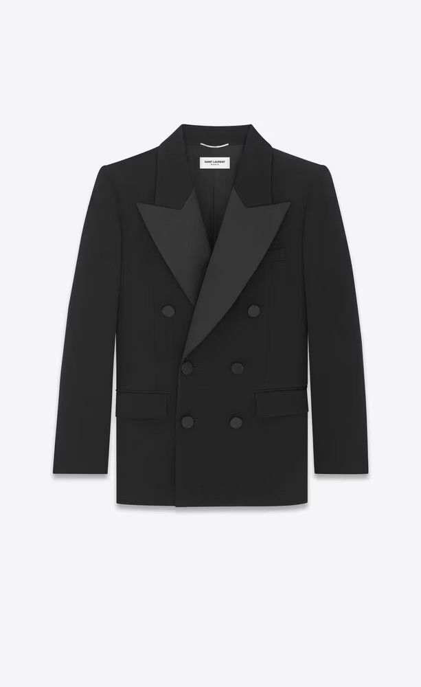 Saint Laurent Paris o1s1wg111224 Tuxedo Jacket In Grain De Poudre in Black Size US S / EU 44-46 / 1 - 1 Thumbnail