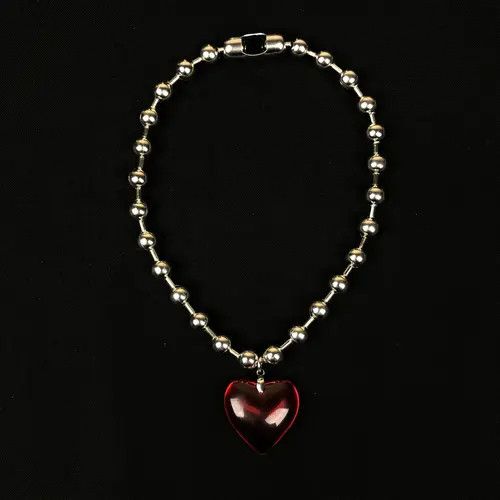 VIBE Big Red Heart Chain Goth Punk Jewelry Grunge Necklace Size ONE SIZE - 7 Thumbnail