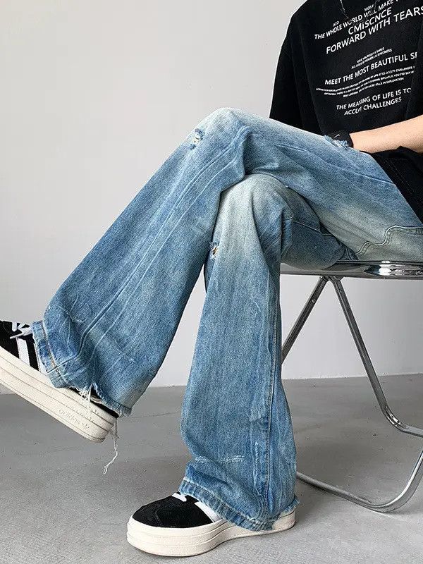 Japanese Brand × Jean Retro loose casual straight leg ripped jeans Size US 32 / EU 48 - 5 Thumbnail