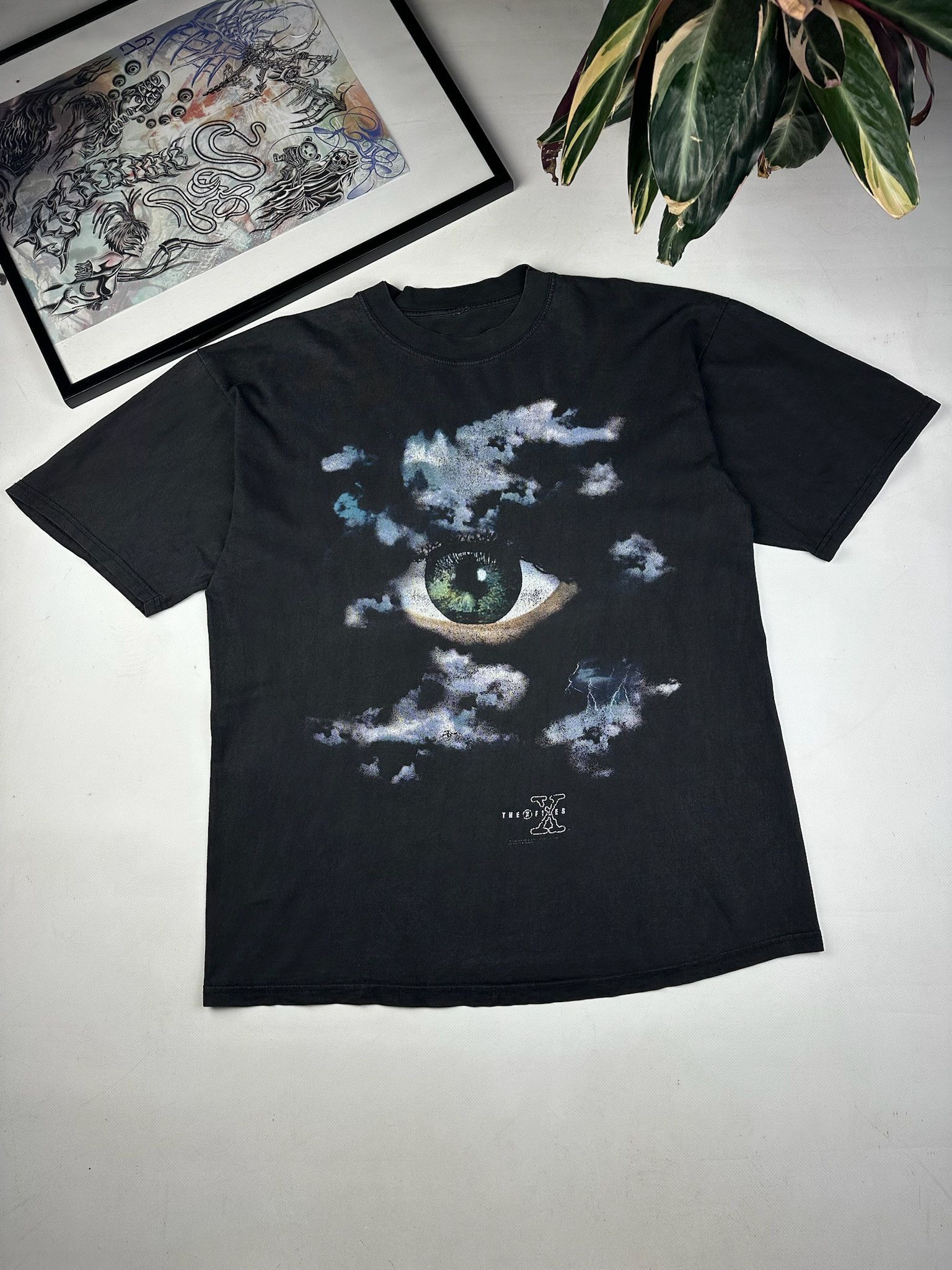 Harley Davidson 90s X-Files TV Show Promo Eye Faded Black Thunder USA tee Size US L / EU 52-54 / 3 - 2 Thumbnail