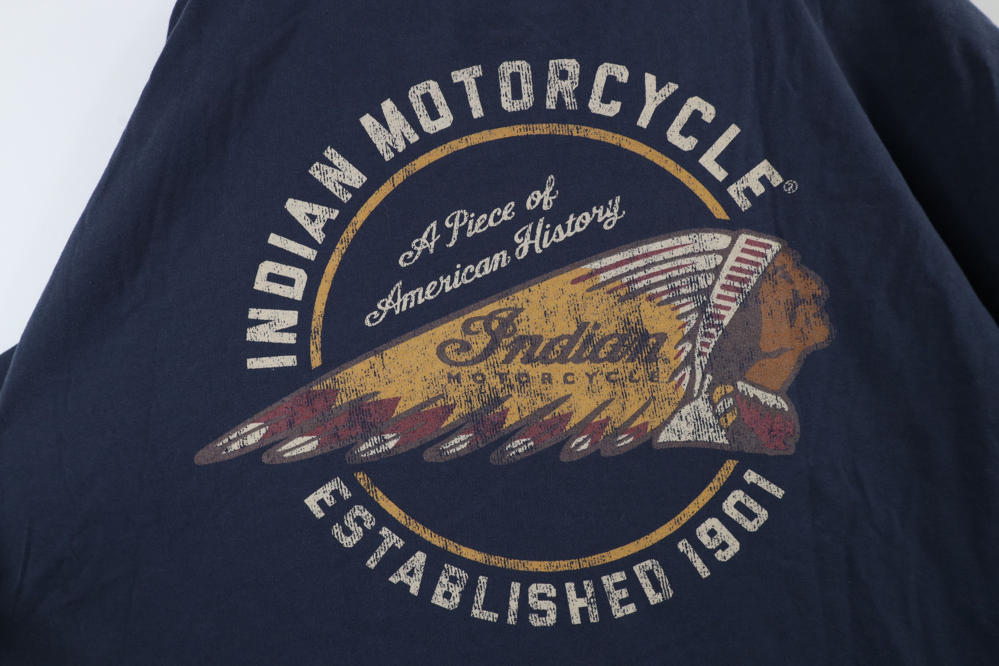 Vintage Vintage Spell Indian Motorcycle Short Sleeve T-Shirt Blue Size US XXL / EU 58 / 5 - 10 Thumbnail