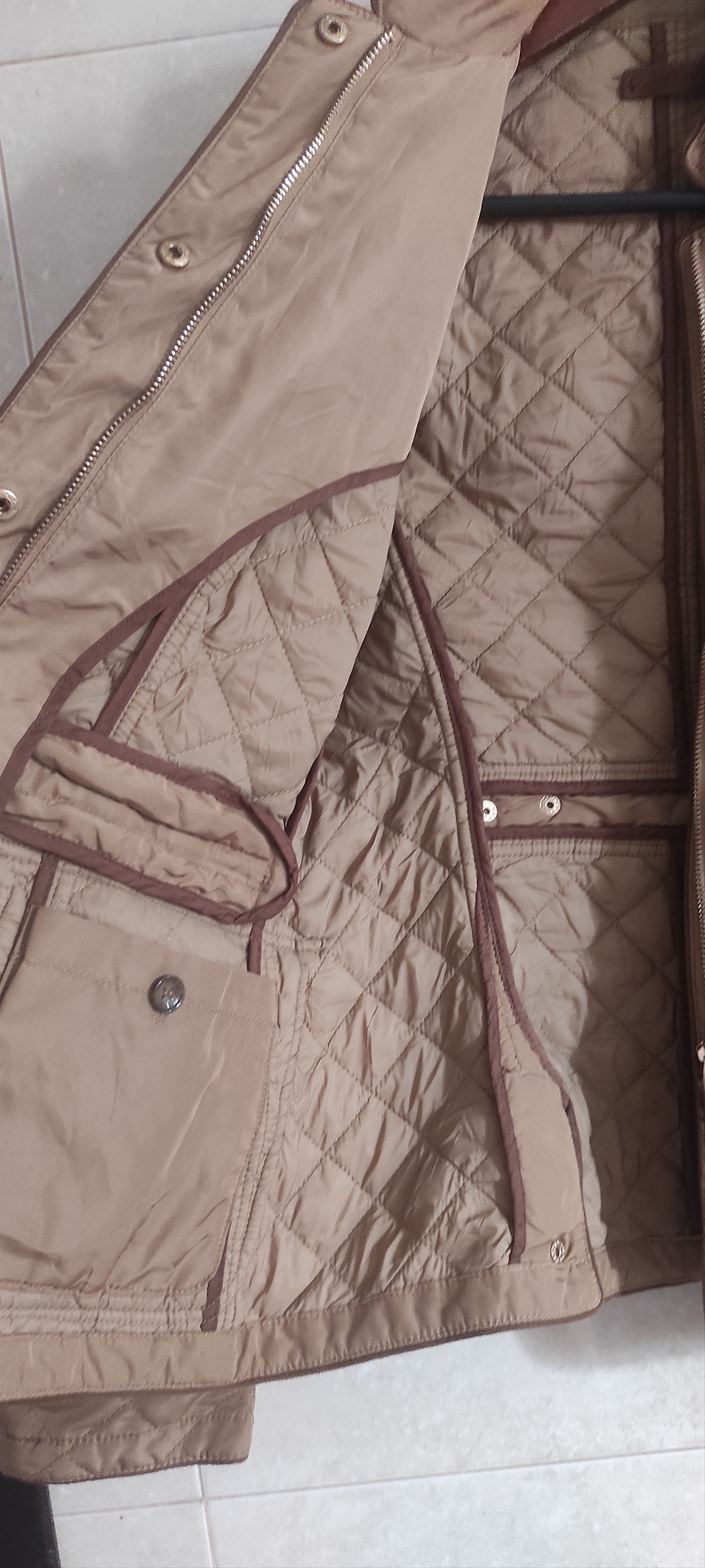 Zara Zara Beige Quilted Women Jacket - Size M Size L / US 10 / IT 46 - 4 Thumbnail