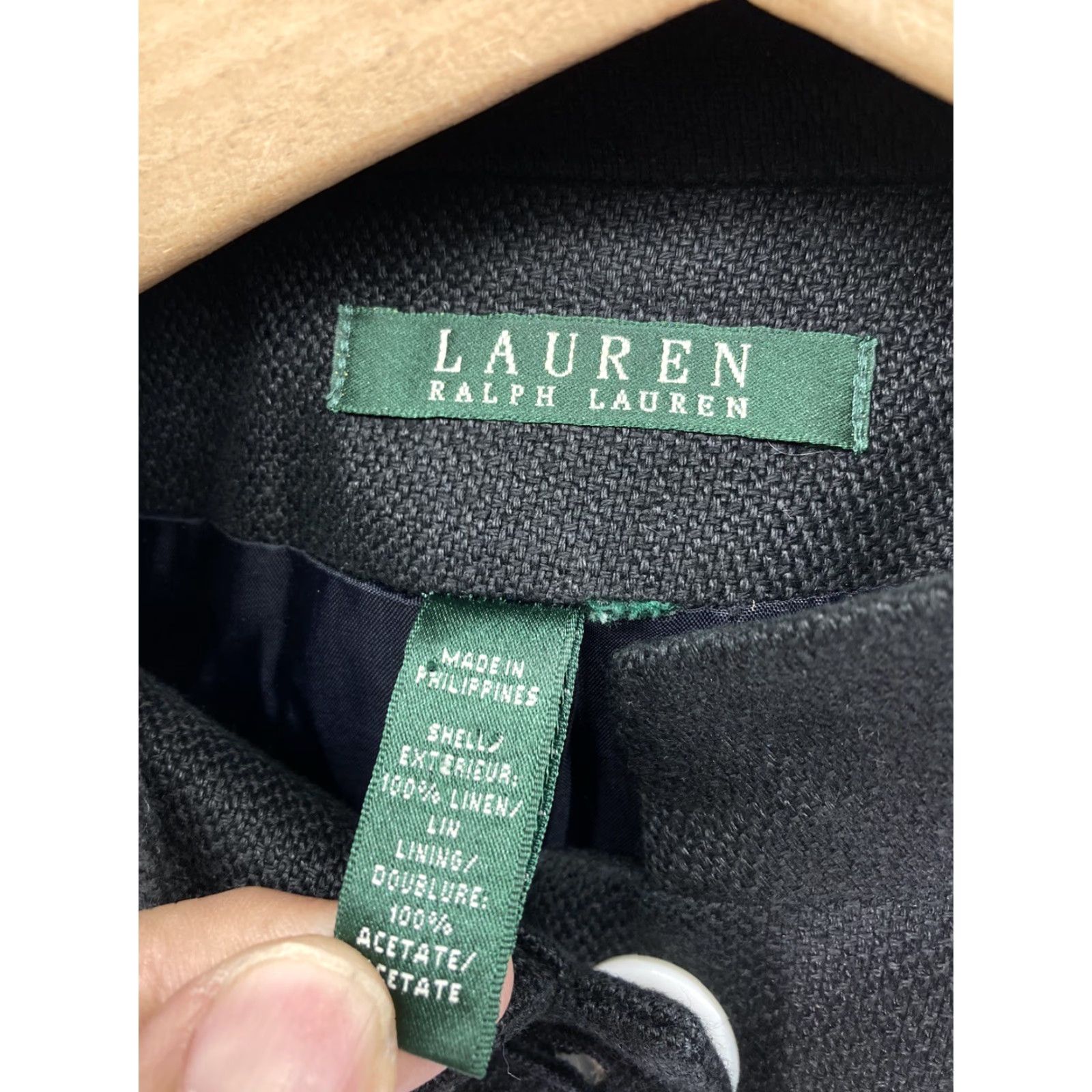 Ralph Lauren Lauren Ralph Lauren Linen Jacket Blazer Women Sz Medium Black Button Band Collar Size M / US 6-8 / IT 42-44 - 4 Thumbnail
