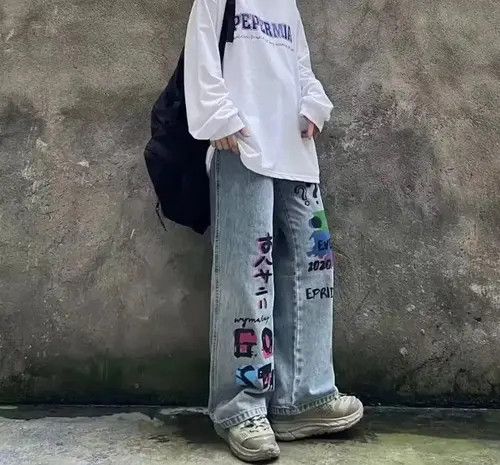 VIBE Japanese Style Graffiti Painted Jeans Size US 32 / EU 48 - 4 Thumbnail