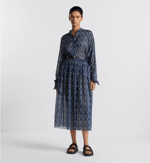 Dior o1w1db11225 451J63 Mid-Length Skirt in Navy Blue/White Size 27" / US 4 / IT 40 - 4 Thumbnail
