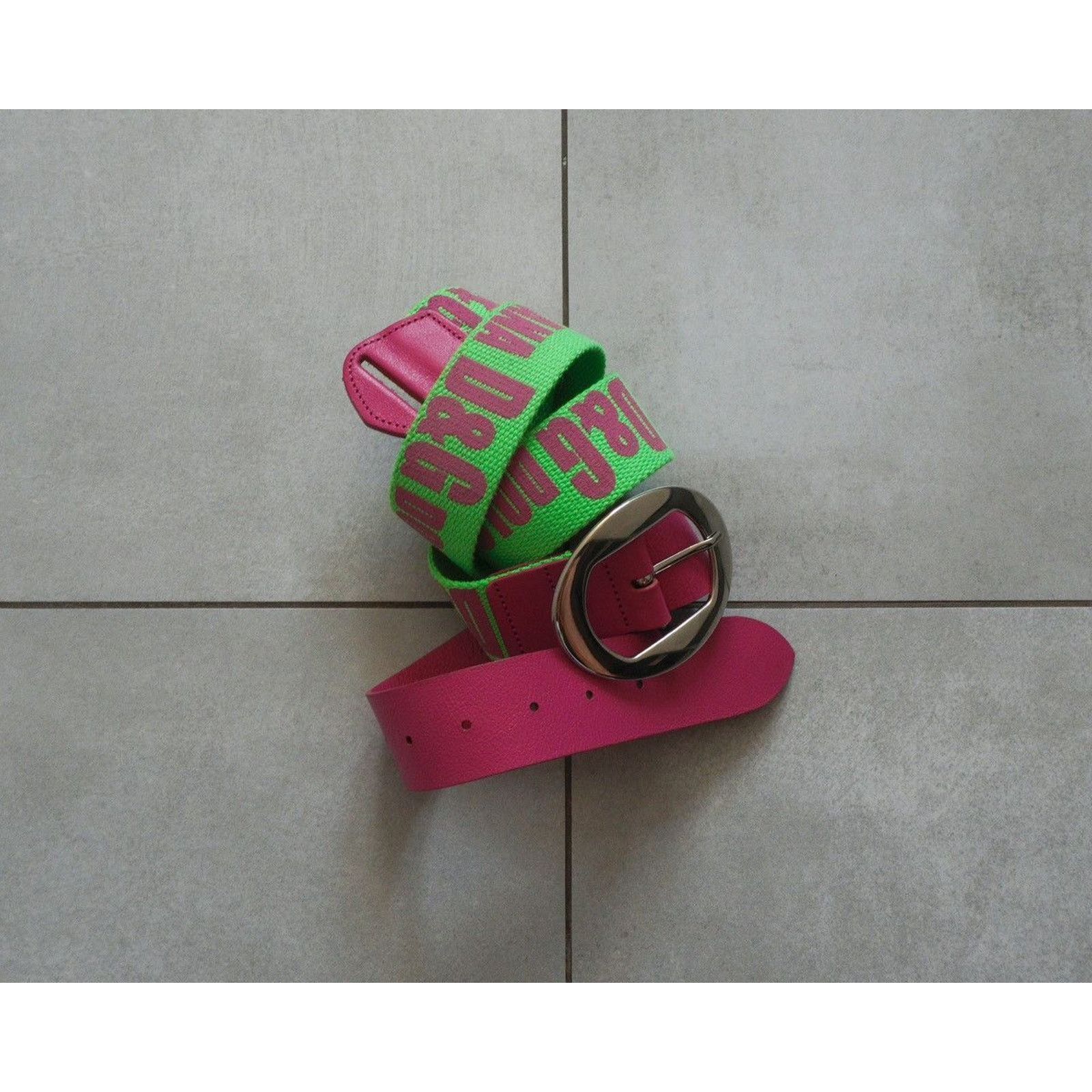 Dolce & Gabbana Dolce gabbana logo two tone pink green nylon leather belt Size ONE SIZE - 1 Thumbnail