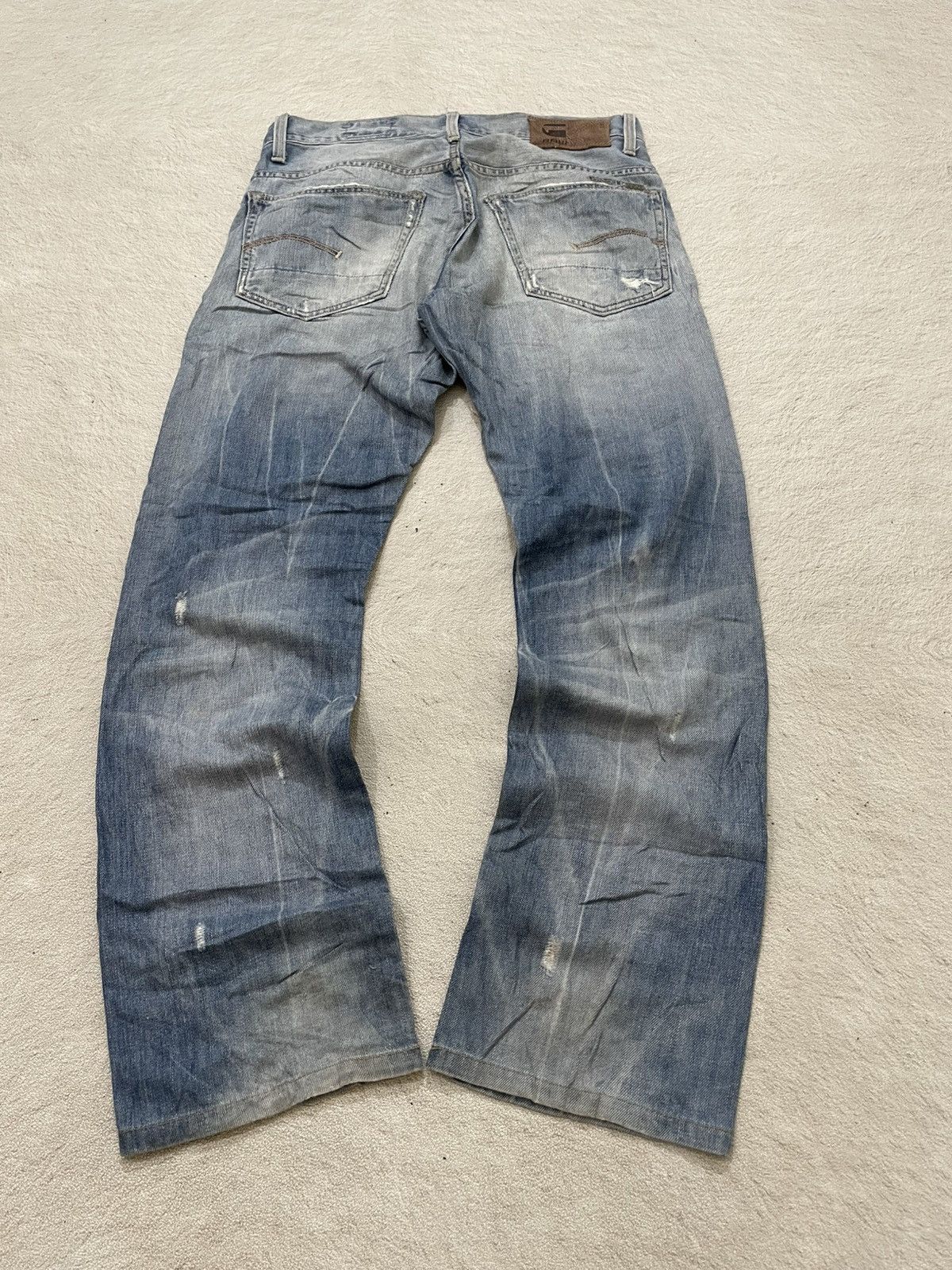 Japanese Brand 2000s G-Straw Blue Denim Ripped Washed Jeans Y2K Size US 31 - 8 Thumbnail