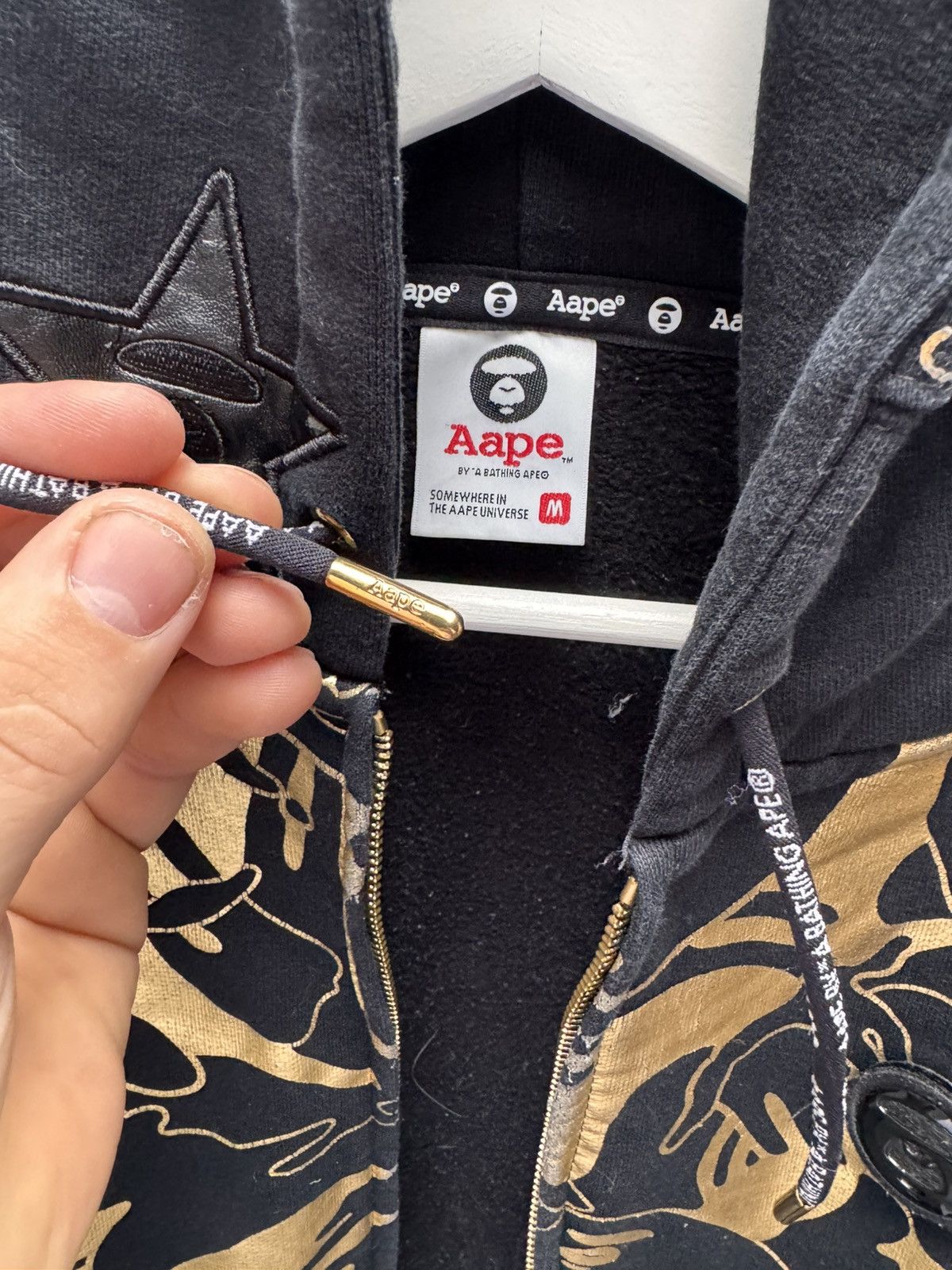 Men’s Casual AAPE Hoodie Black Gold