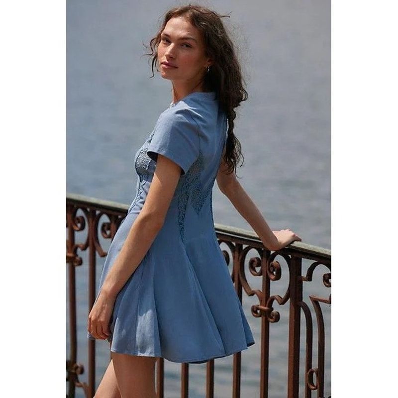 Free People New Free people Cruz Mini Dress - Blue - size 2 - $128 Size XS / US 0-2 / IT 36-38 - 1 Thumbnail