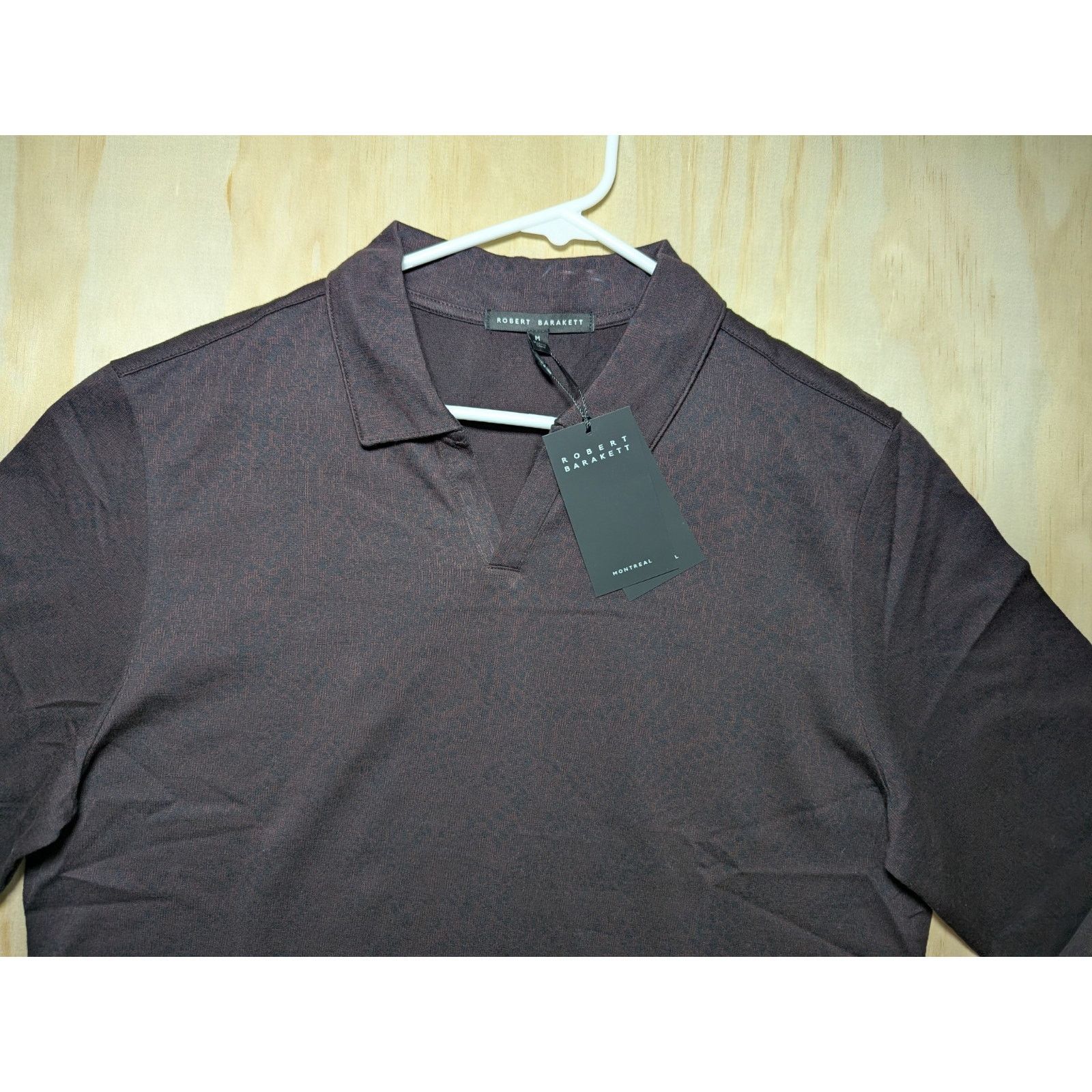 Robert Barakett Robert Barakett Men's Medium Open Collar Polo Long Sleeve Size US M / EU 48-50 / 2 - 3 Thumbnail