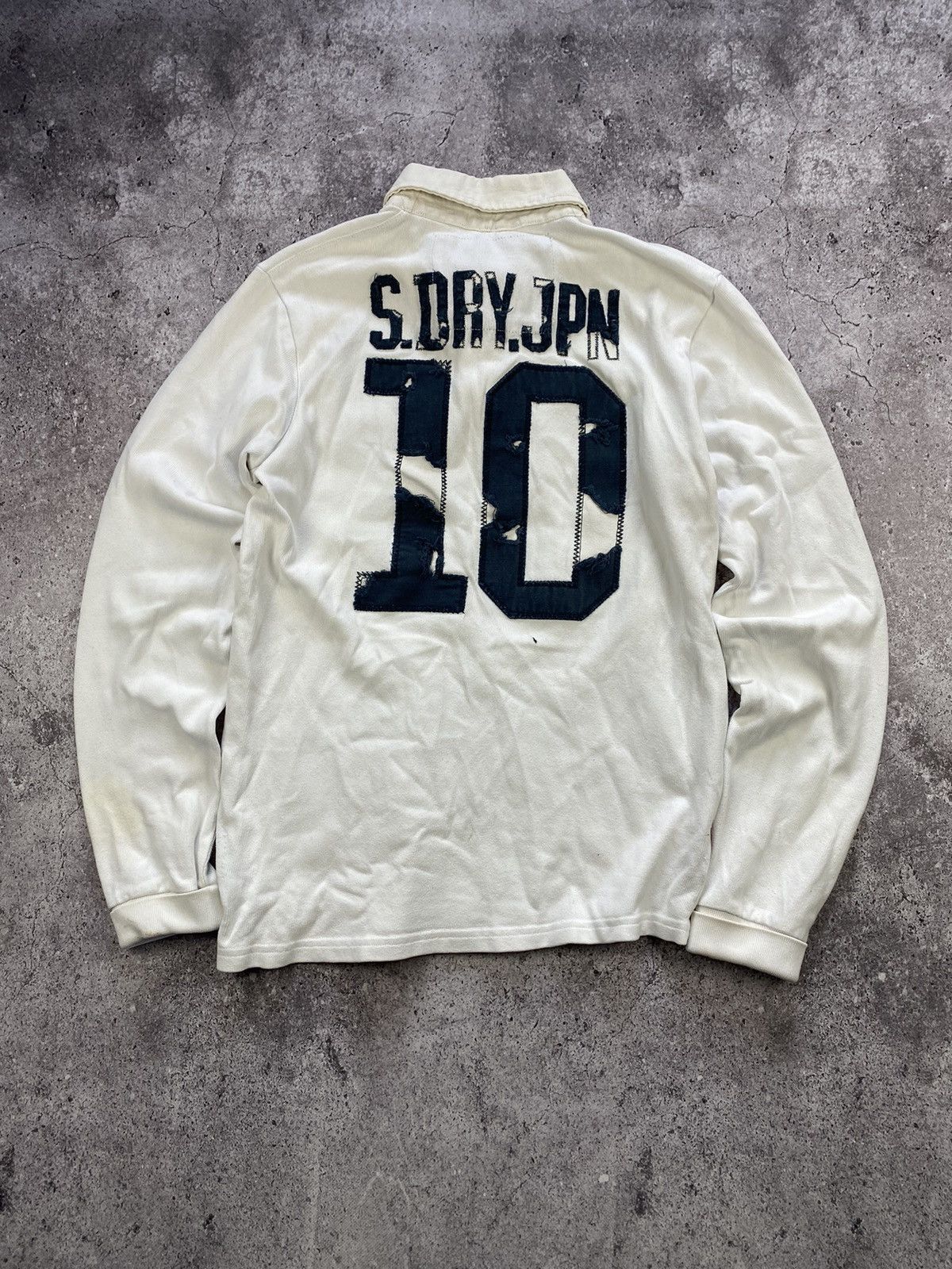 Japanese Brand × Junya Watanabe × Yohji Yamamoto Vintage Y2k Japanesse distressed #10Rugby Shirt Streetwear Size US L / EU 52-54 / 3 - 1 Thumbnail